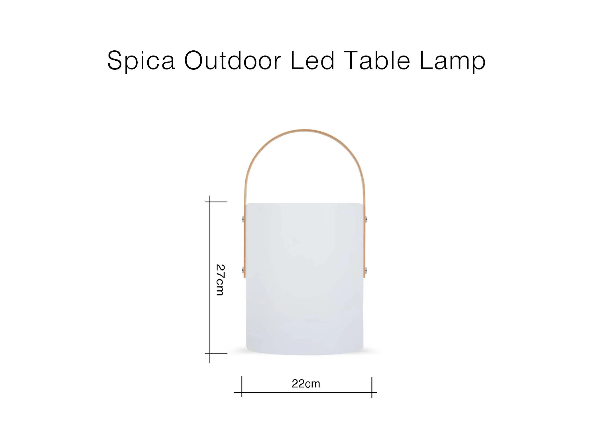 A dimension image of the Spica Table lamp with 22cm x 27cm