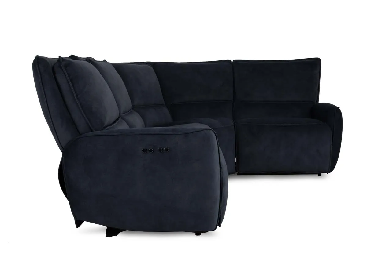 A small dark grey fabric corner sofa from EZ Livings Quentin range. Side view