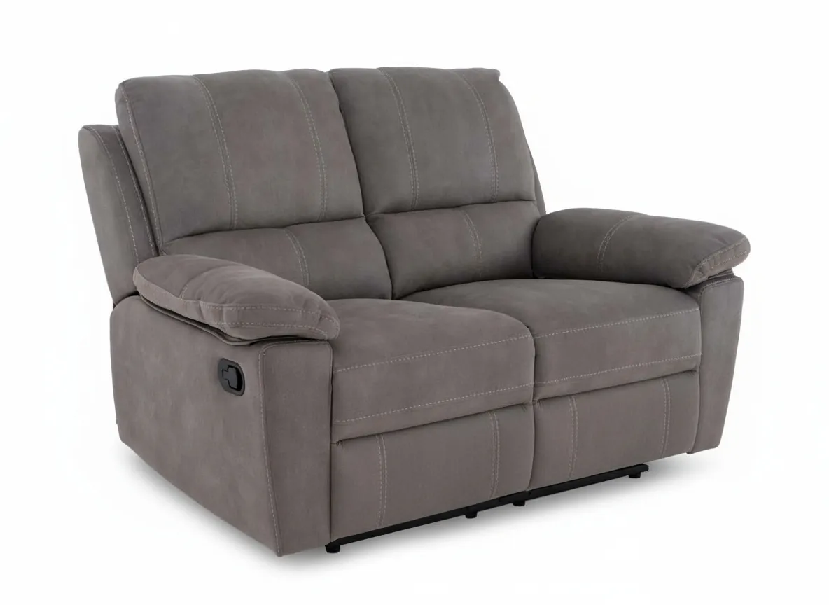 2 Seater Sultry Grey Fabric Reclining Sofa - Michigan