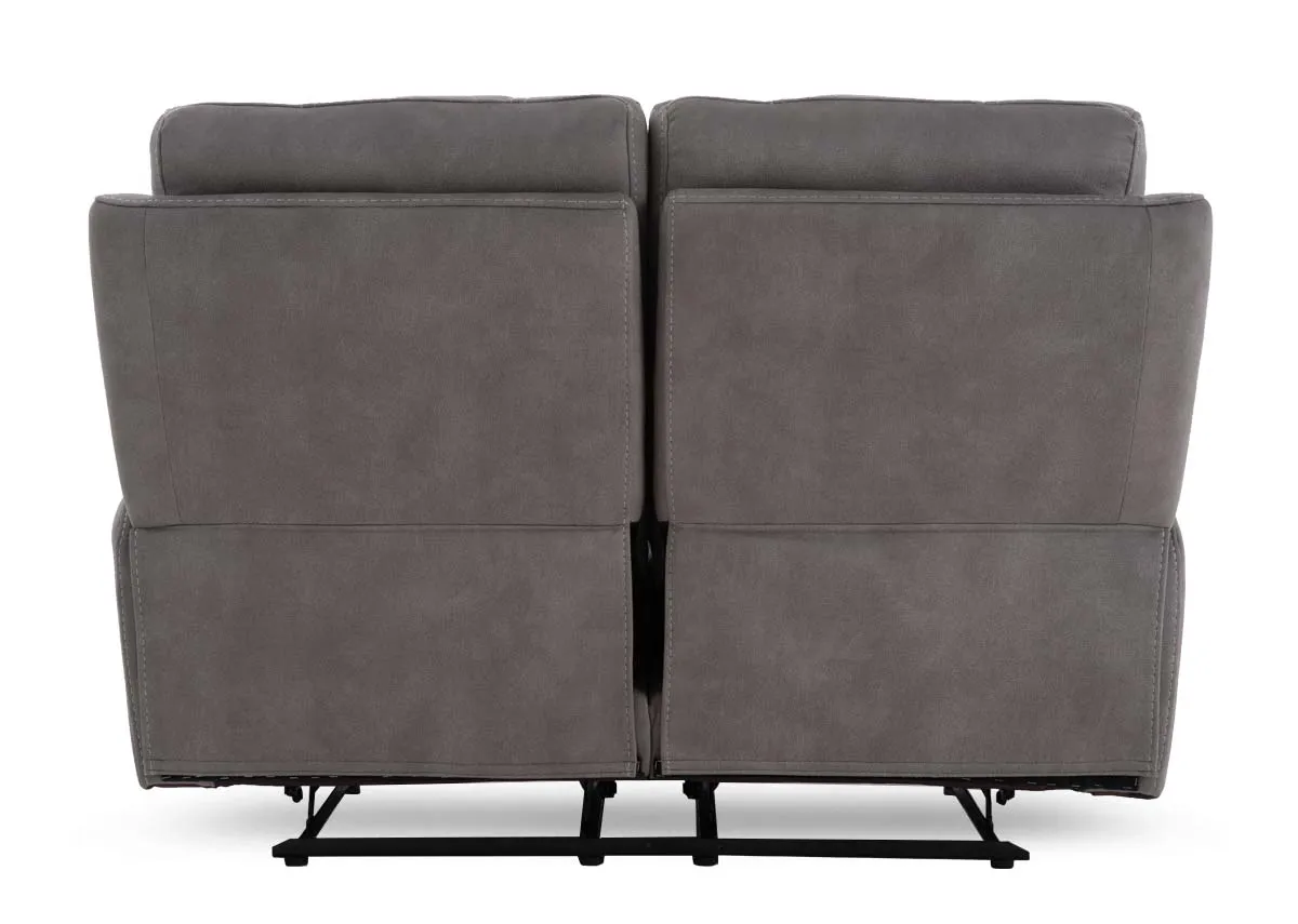 A 2 seater sultry grey recliner from EZ Livings Michigan range. Back view