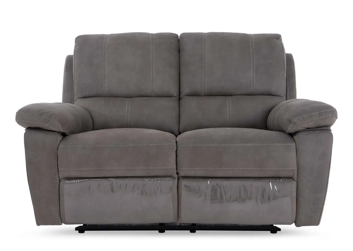 A 2 seater sultry grey recliner from EZ Livings Michigan range. Front view