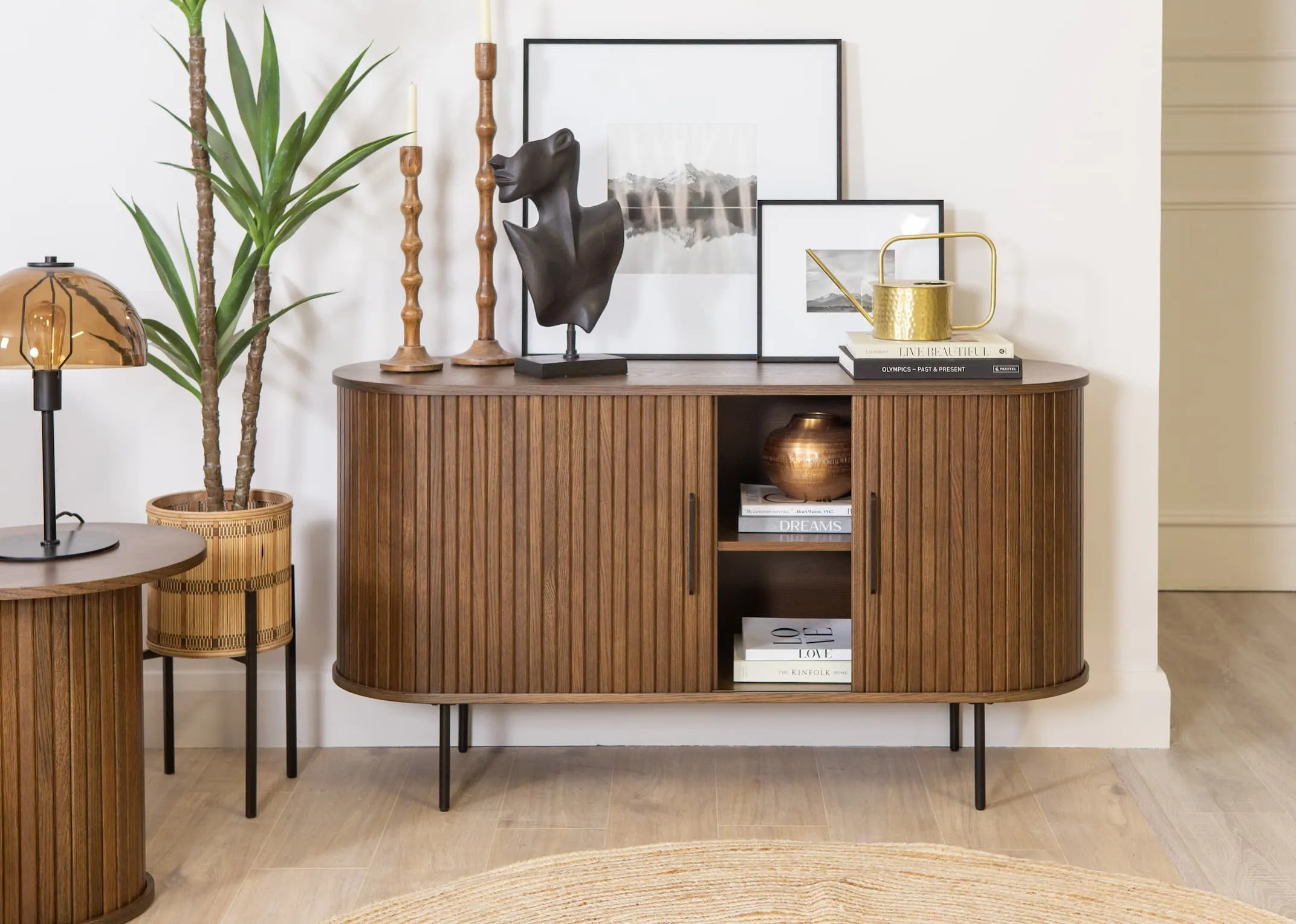 Smoked Oak Tambour Door Sideboard - Nola