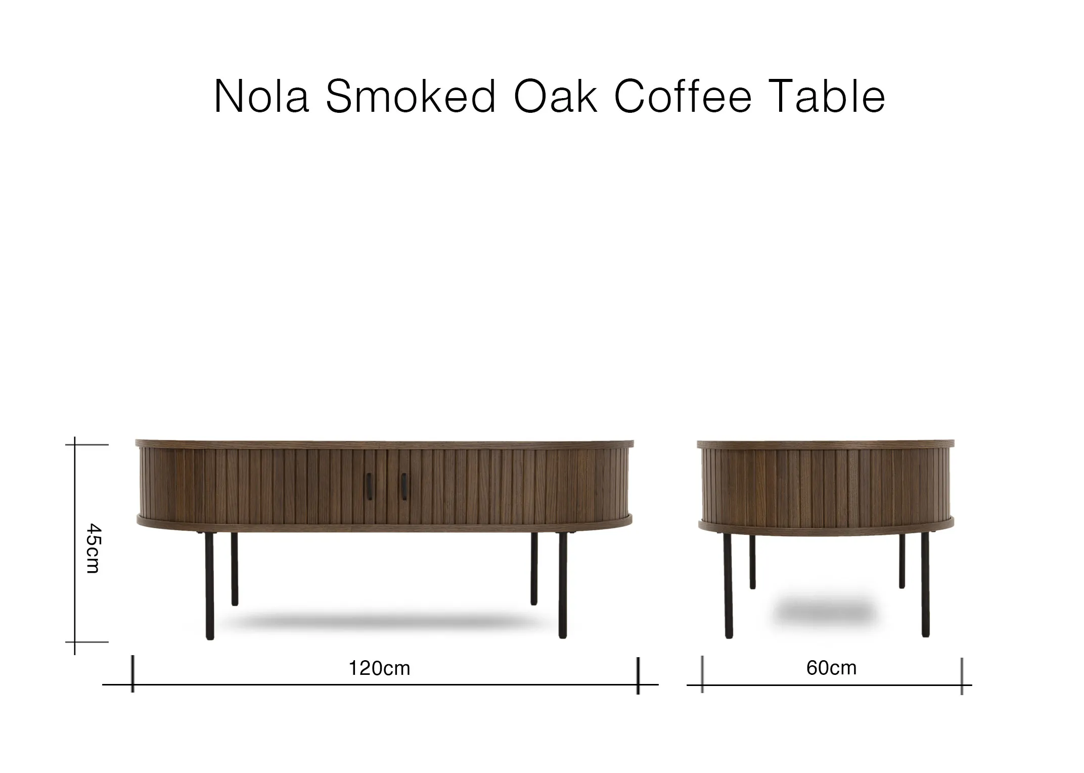 A lifestyle image of the Nola snoked oak coffee table with osida tray with candles and vase and Rima rug
