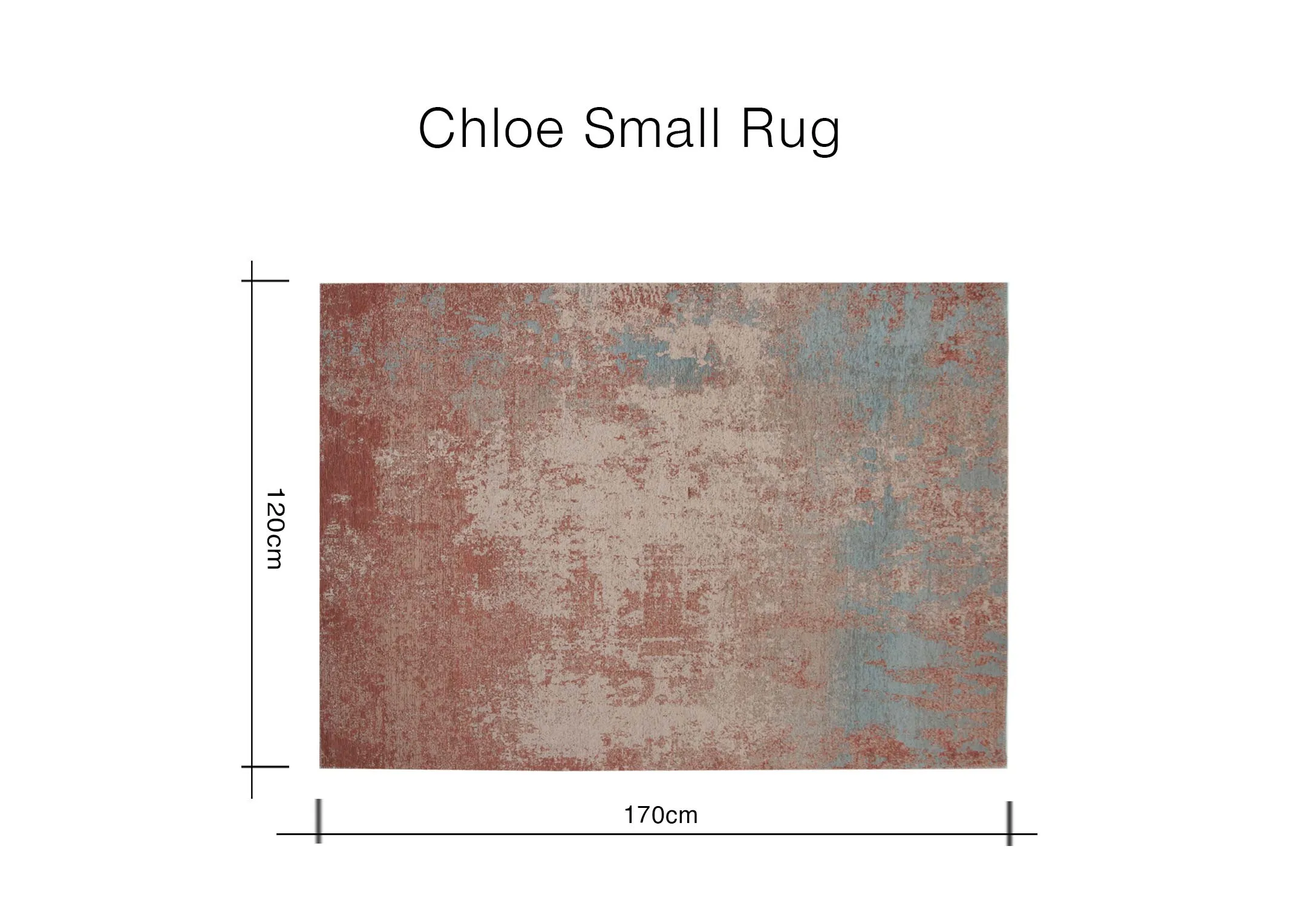 A dimension image of the Chloe Small Rug with 120cm x 170cm