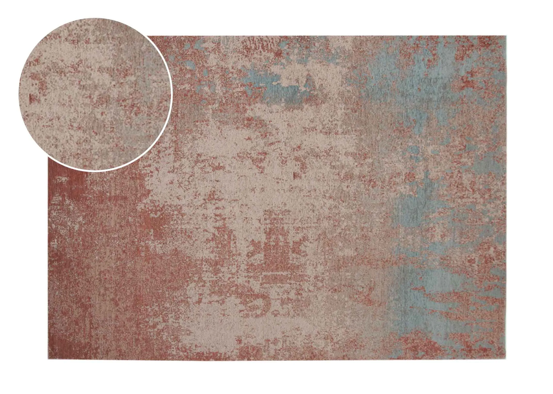 A dark pink and grey ombre rug from EZ Livings Chloe range. Front view of distressed pattern.