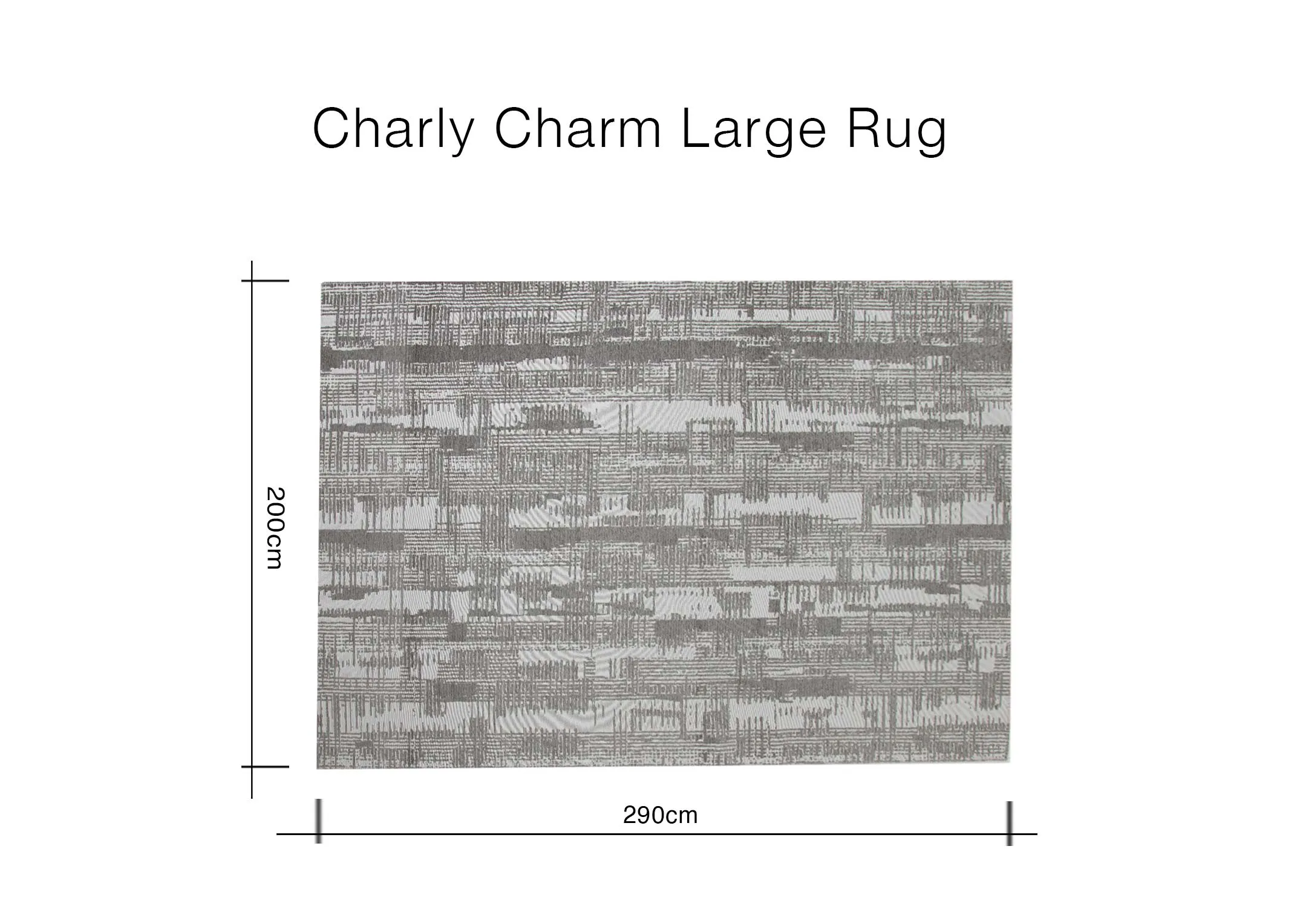 A dimension image of the Charly Charm Rug with 290cm x 200cm