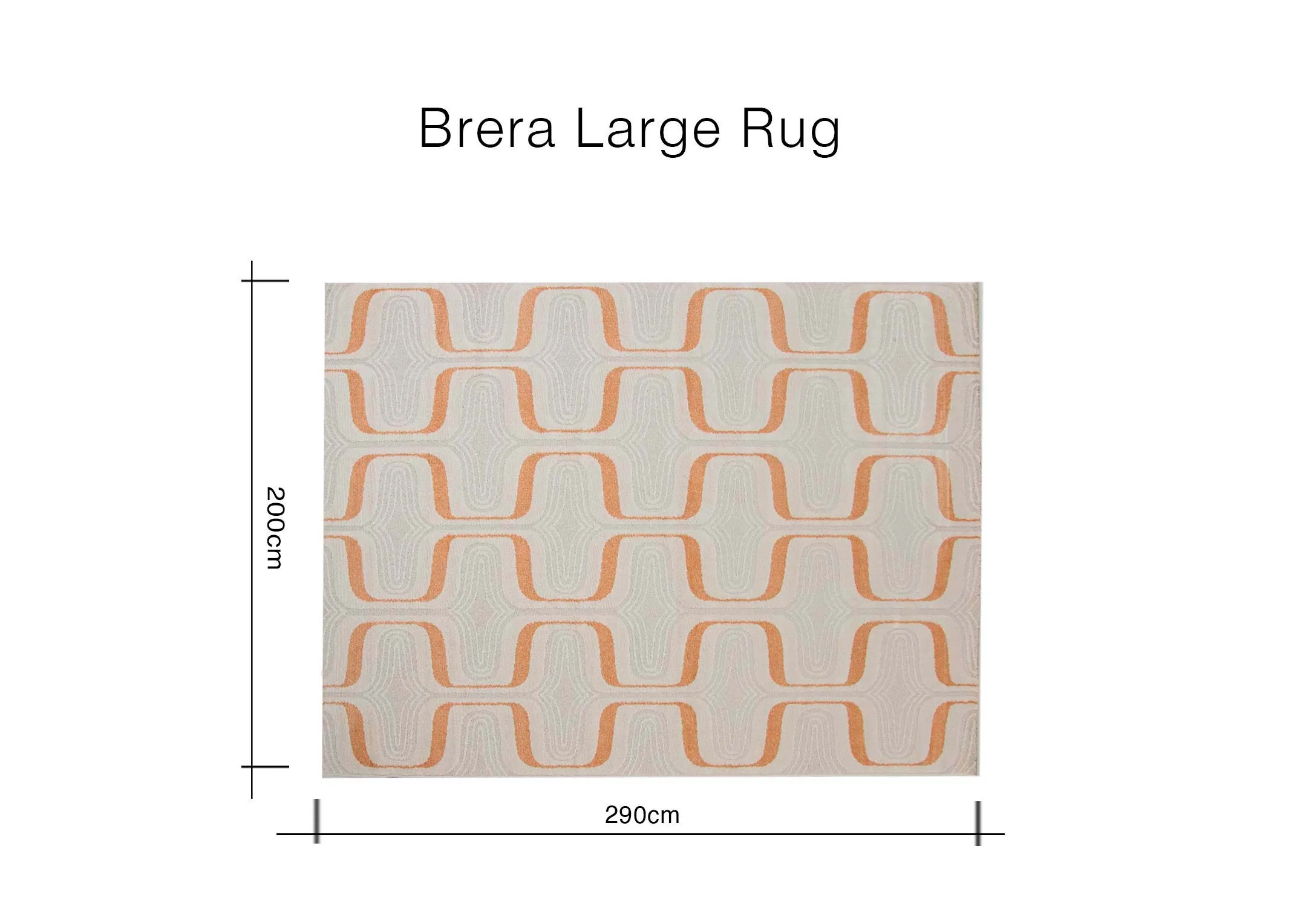 A dimension image of the Brera Large Rug with 290cm x 200cm