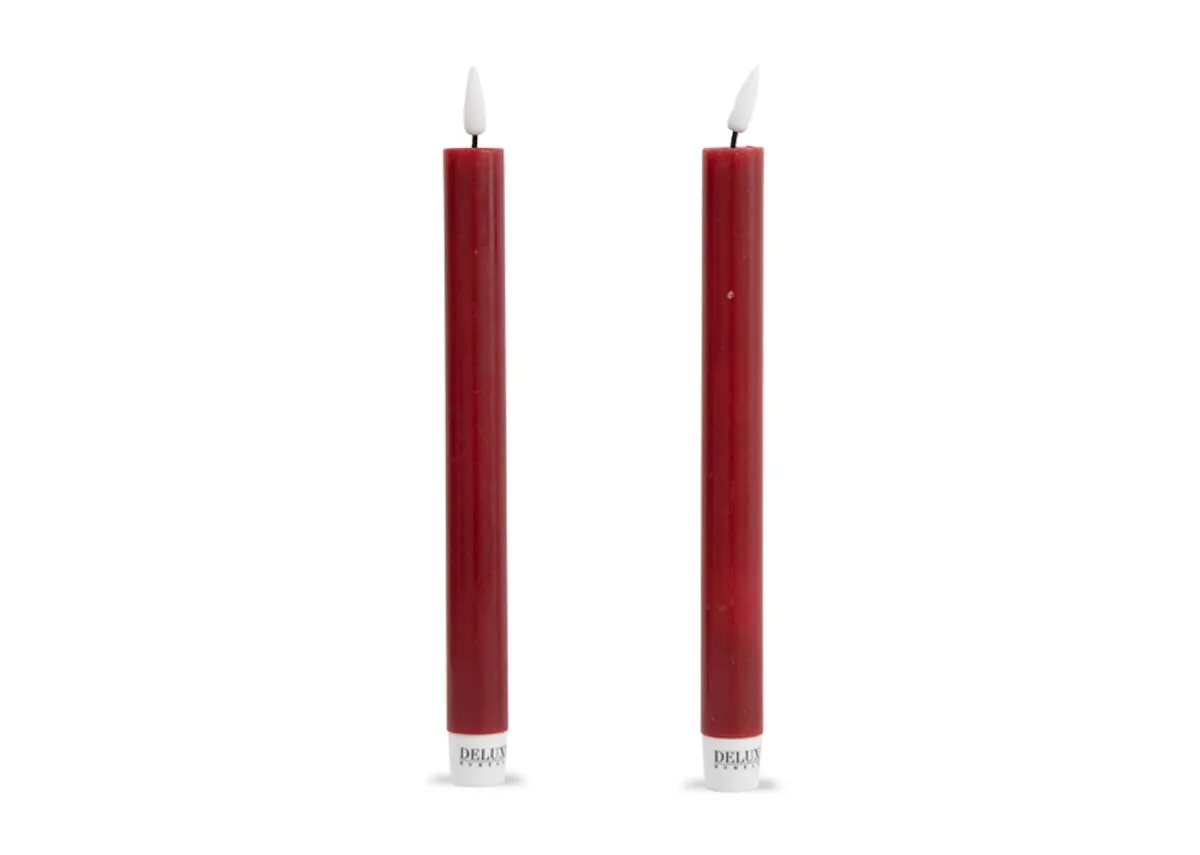 Set of 2 Small Red Dinner LED Candle - Deluxe