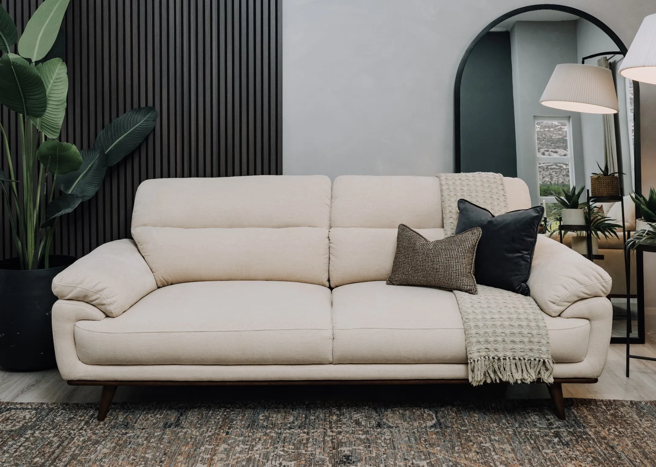 3 Seater Cream Fabric Sofa - Pippa