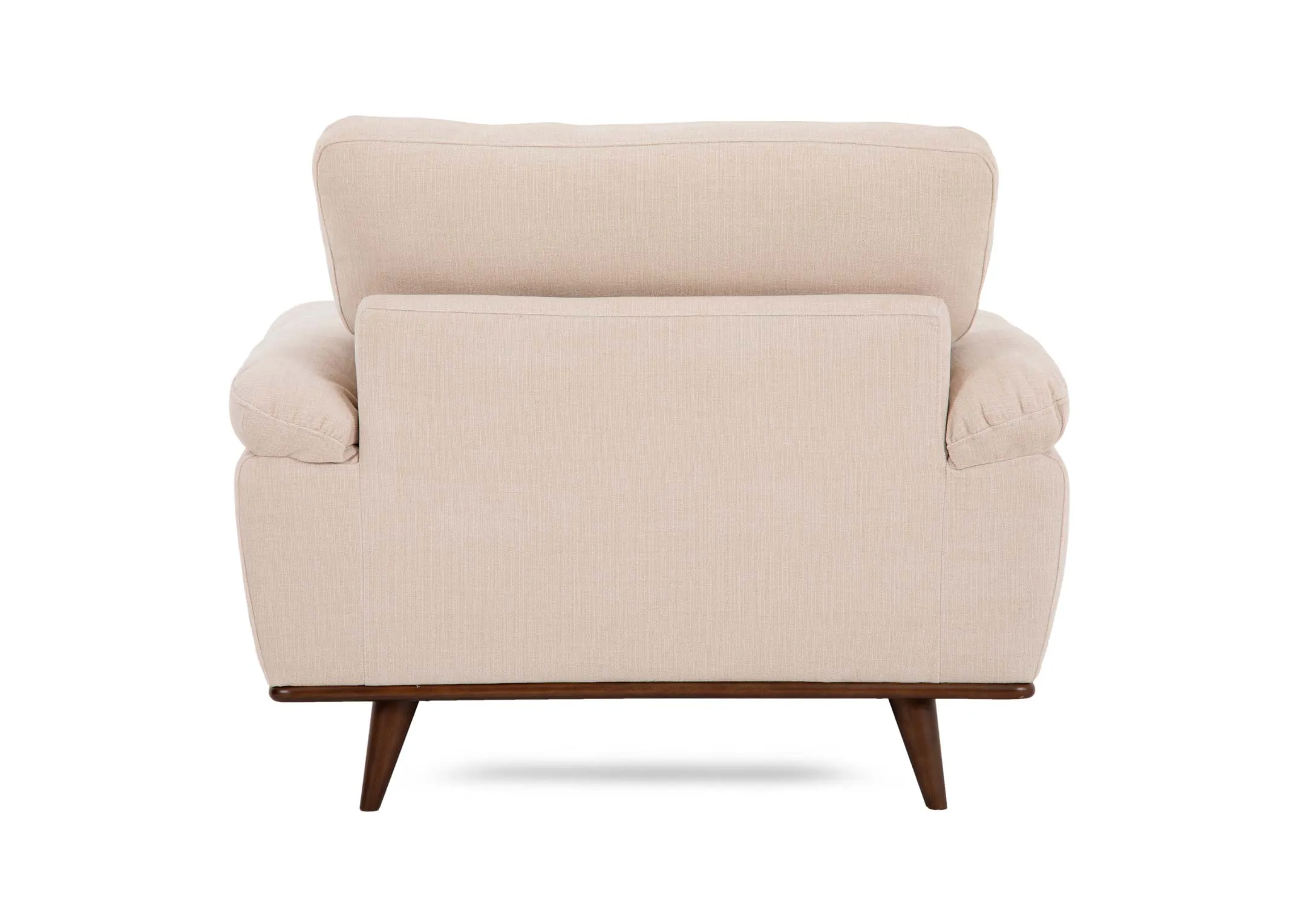 A cream fabric armchair from EZ Livings Pippa range. Back view