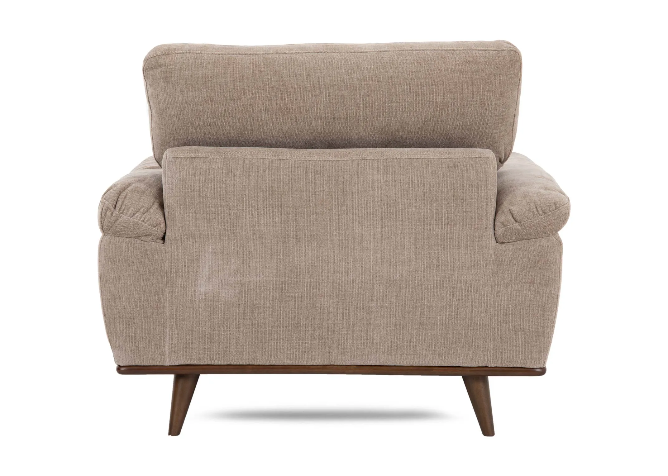 A beige fabric armchair from EZ Livings Pippa range. Back view