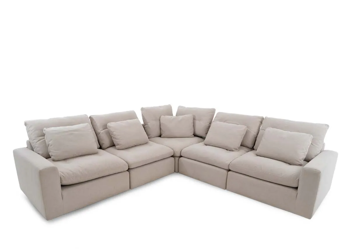Large Beige Easy Clean Fabric Modular Corner Sofa - Cozy