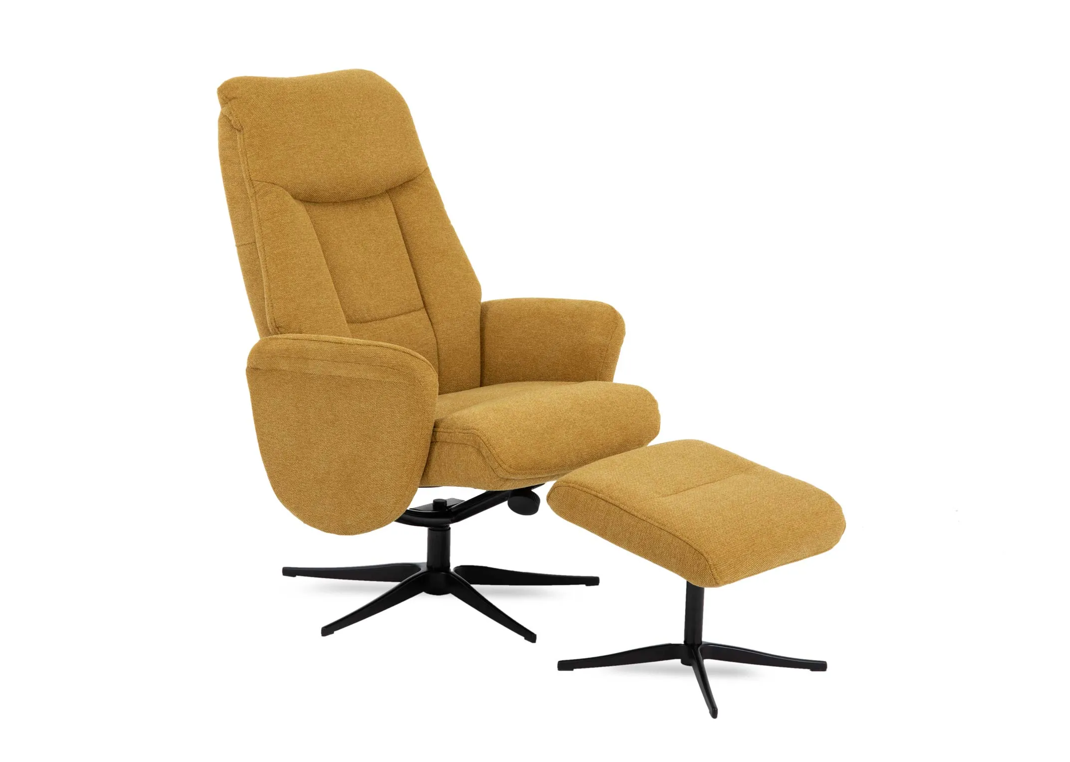 Mustard Fabric Recliner with Ottoman - Harry
