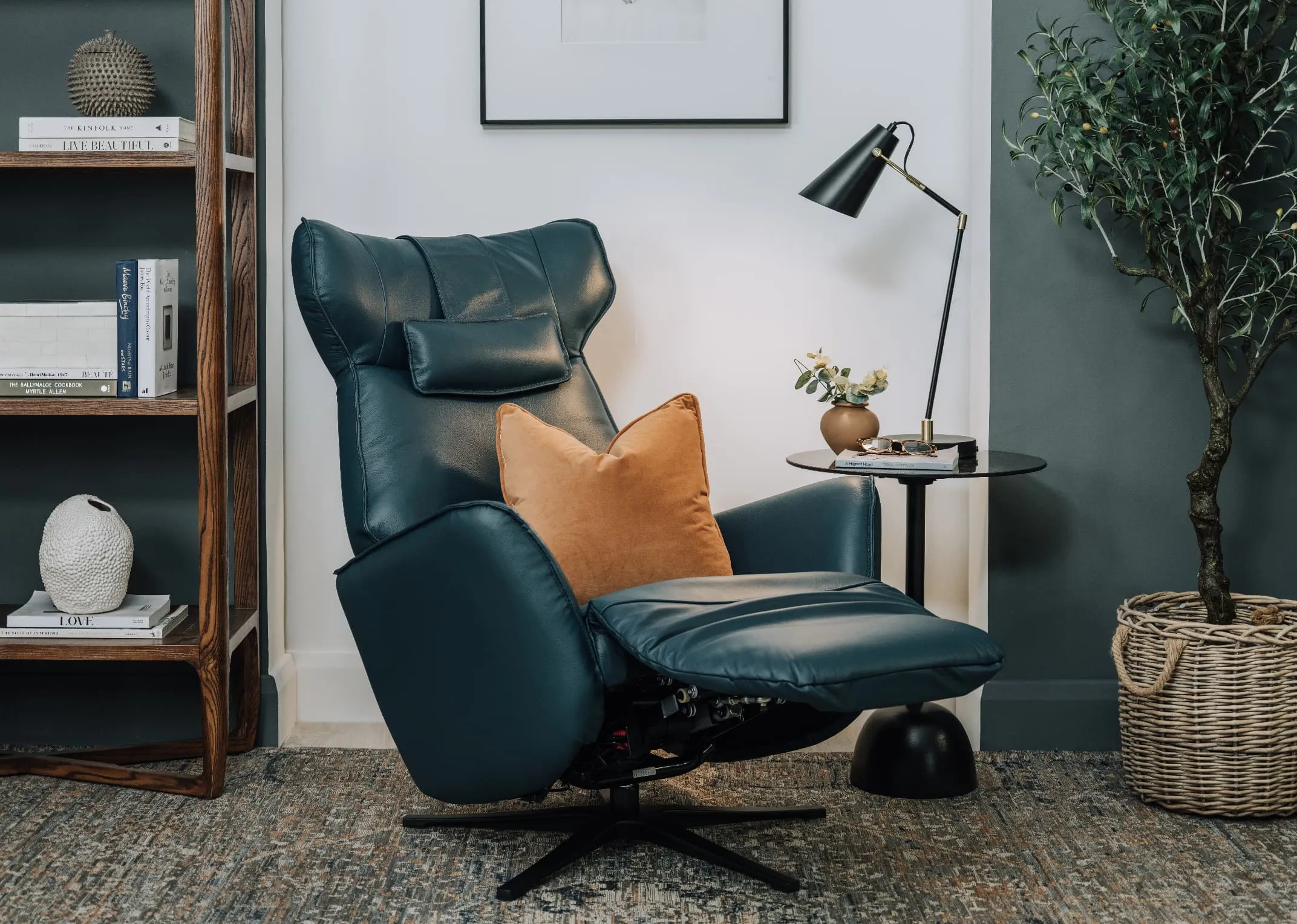 Teal Faux Leather Power Reclining Chair Carrie - Main Image