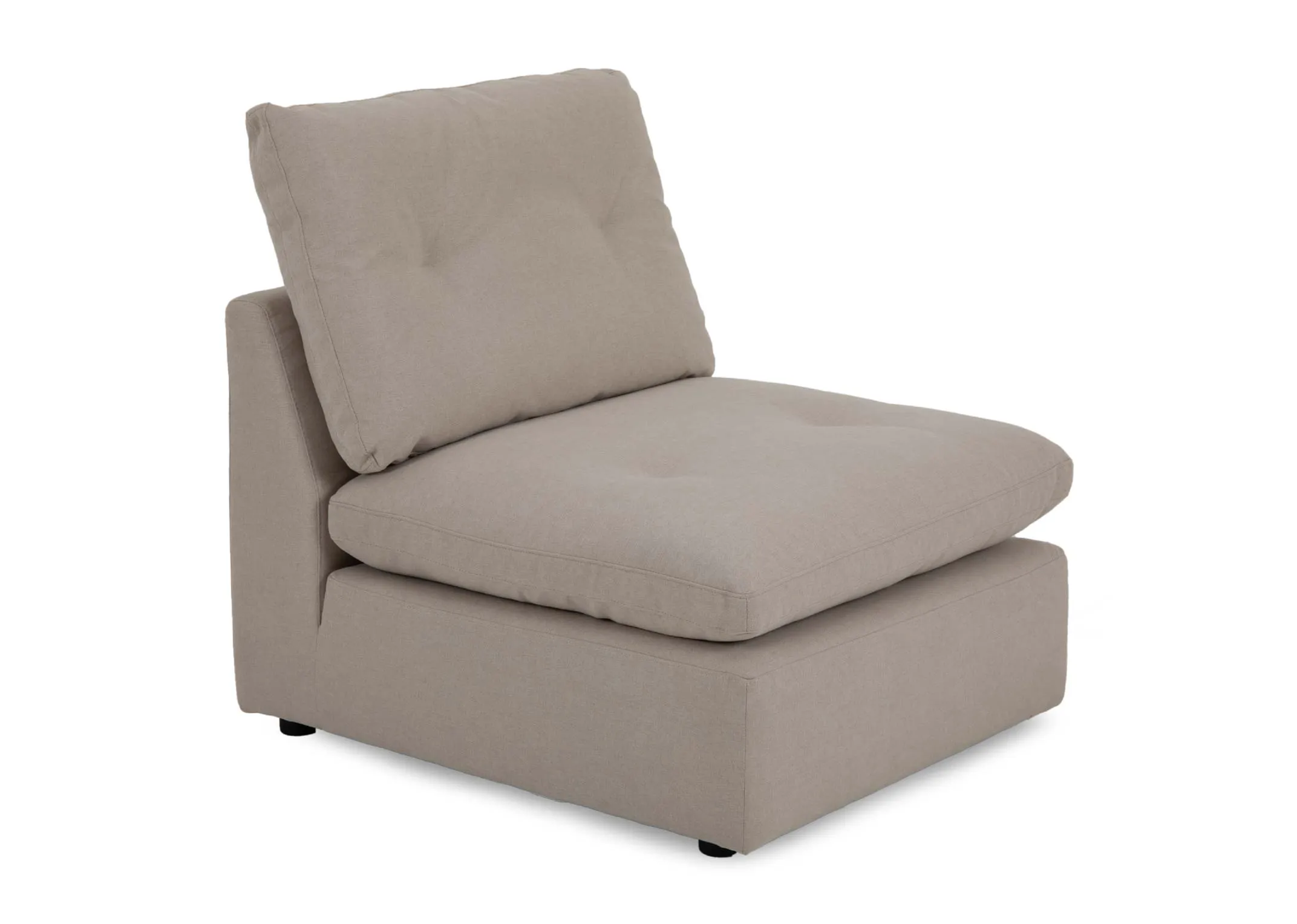 A light grey fabric armless unit from EZ Livings Cozy range. Angled view