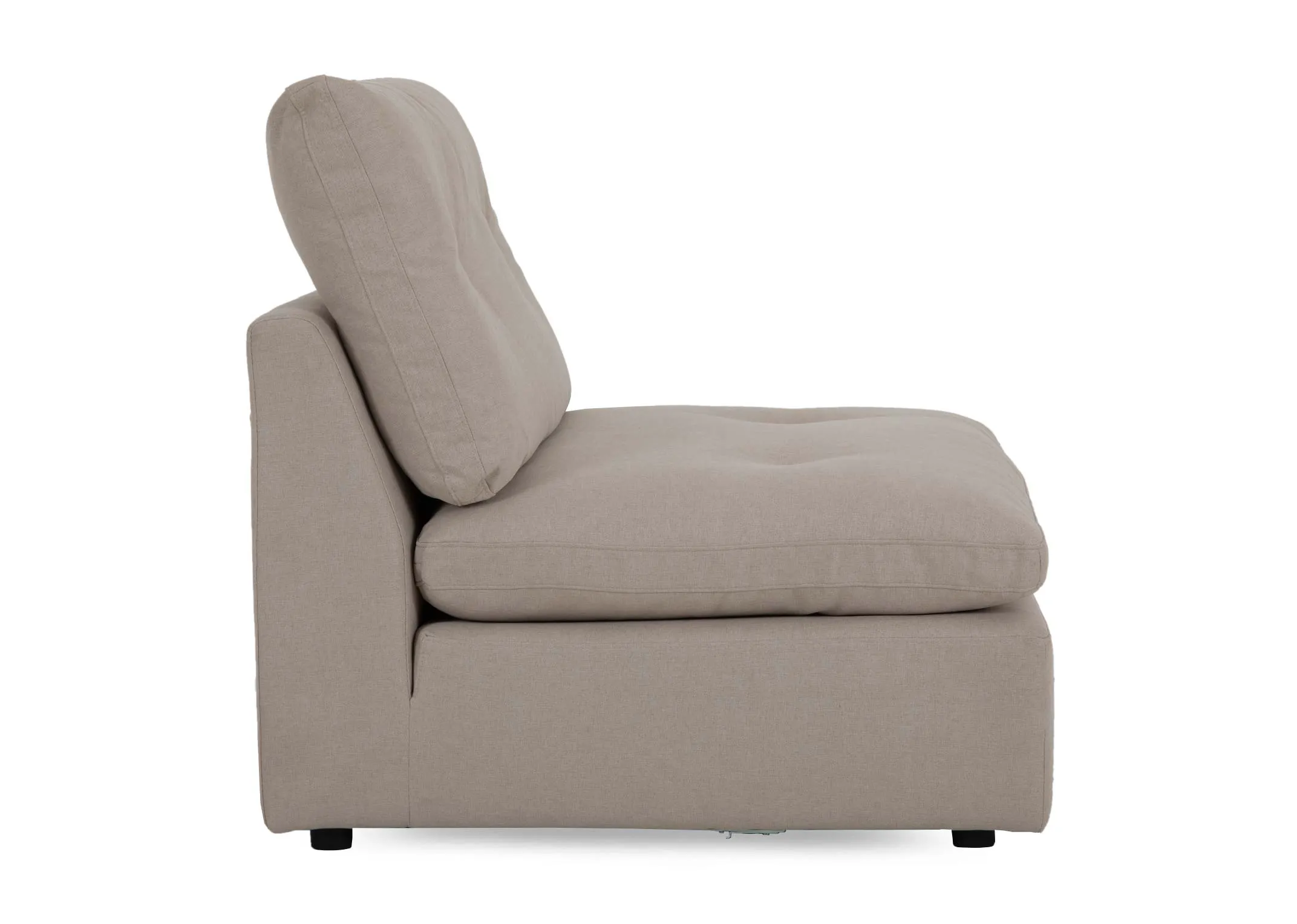 A light grey fabric armless unit from EZ Livings Cozy range. Front view