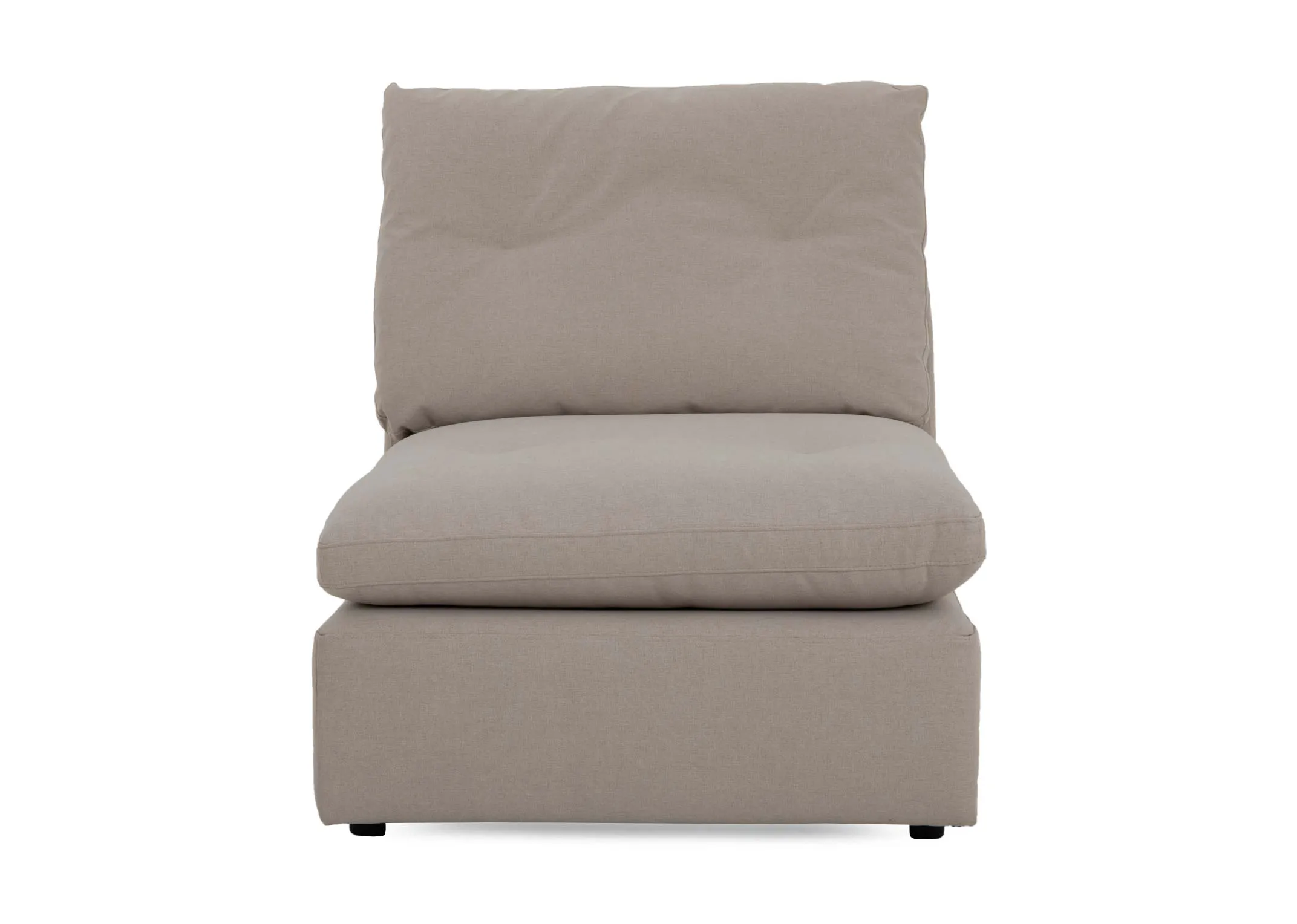 A light grey fabric armless unit from EZ Livings Cozy range.Back view