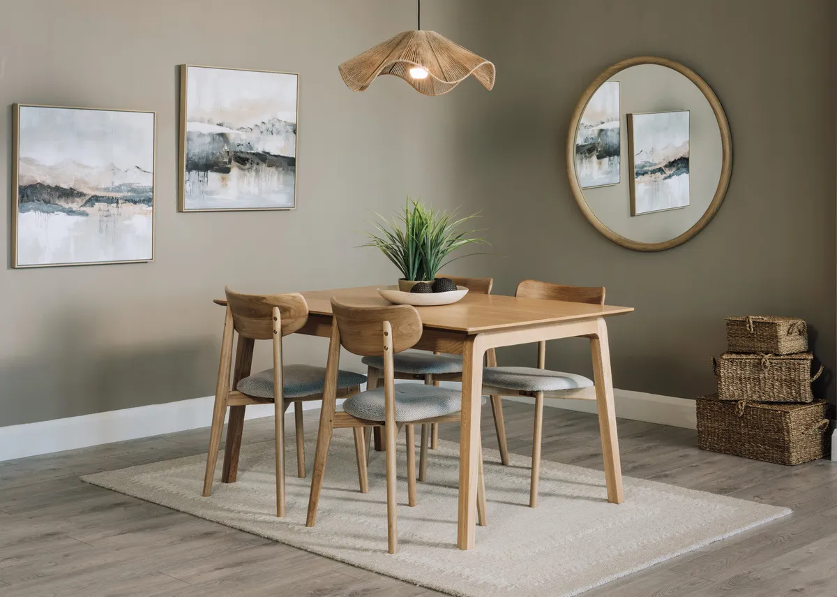 140cm-200cm Natural Oak Extendable Dining Table - Bari