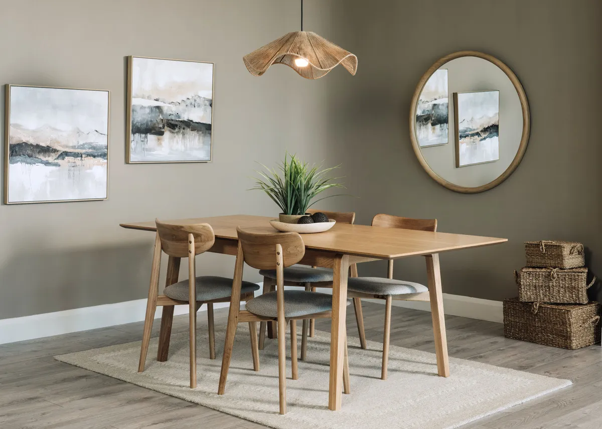 190cm-290cm Natural Oak Dining Table - Bari
