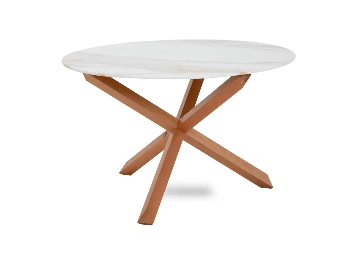 Round Oak & Ceramic Top Dining Table - Ravello