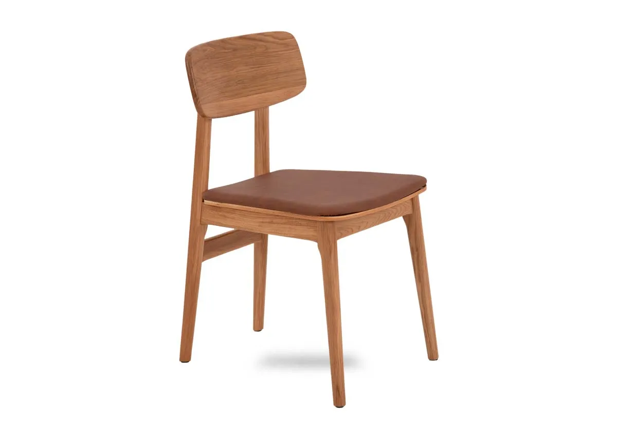 Oak Dining Chair with Tan Seat - Ravello