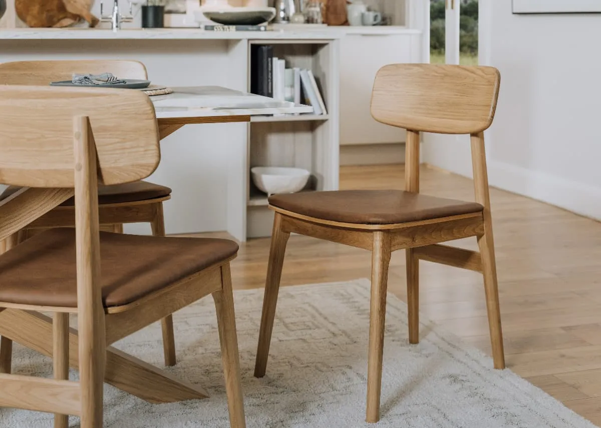 Oak Dining Chair with Tan Seat - Ravello