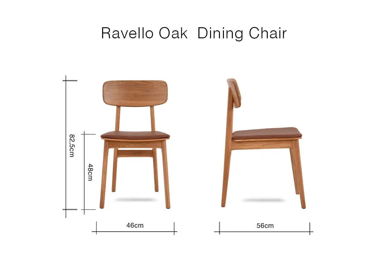 A dimension image of the Ravello Dining Chair with 46cm x 56cm x 82cm