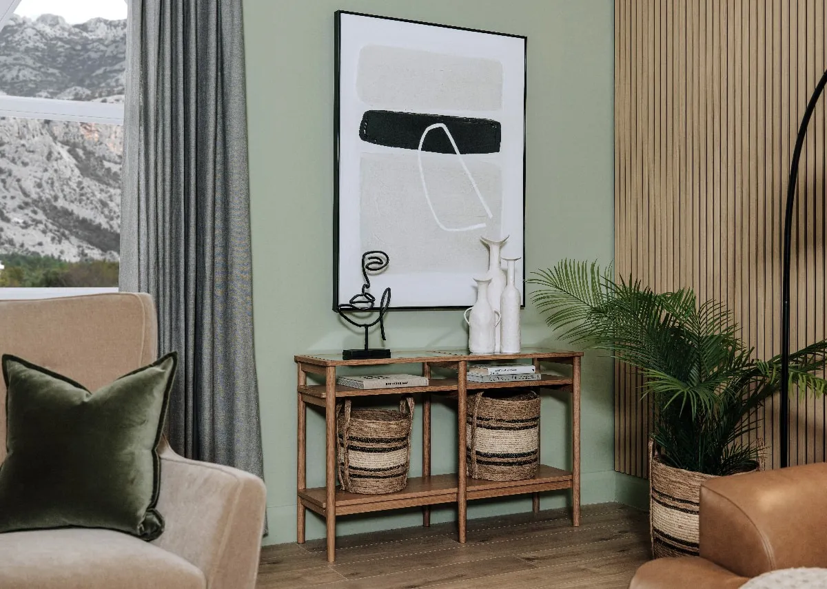 Oak & Glass Top Console Table - Gallina