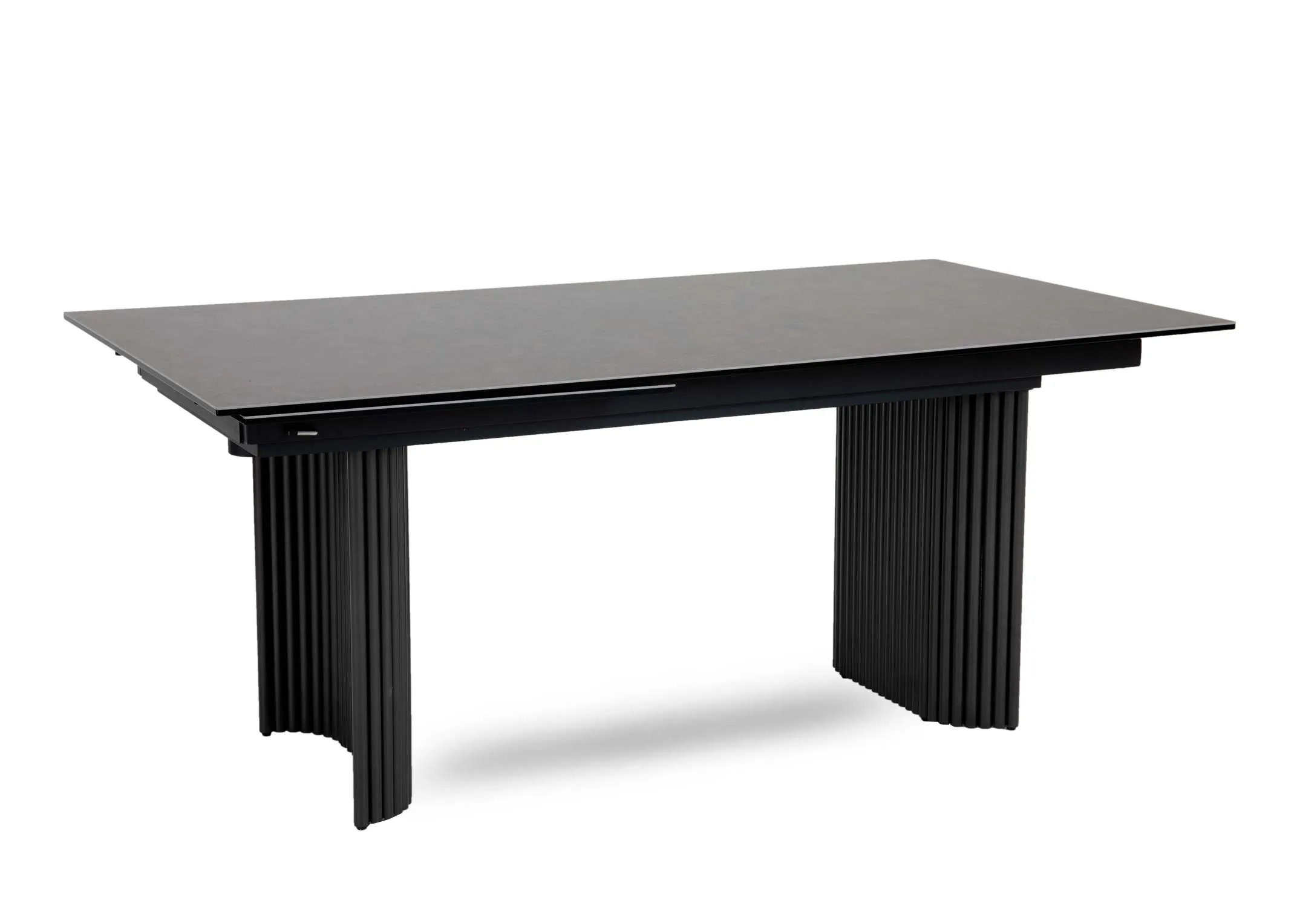 A dimension image of the Eton Ceramic Dining Table with 180cm - 250cm x 98cm x 76cm