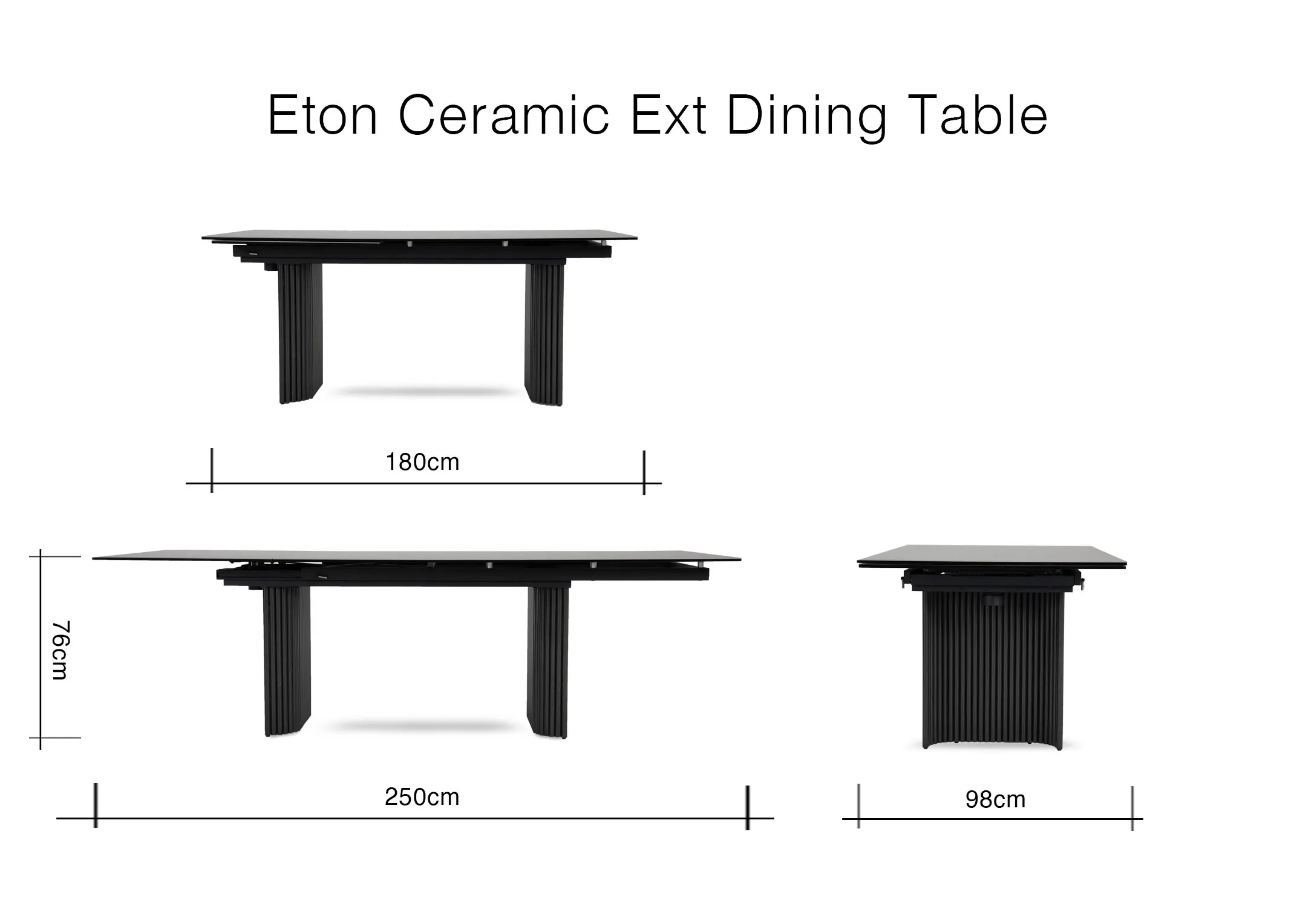 A lifestyle image of the Eton dining table with Lorenzo chairs with table extended on both sides.