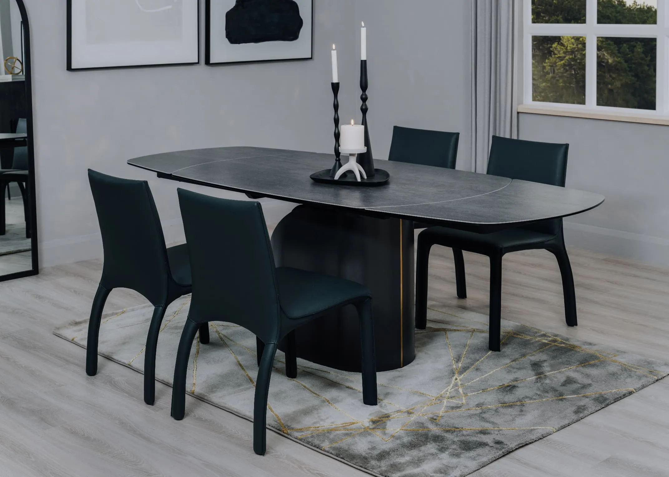 150cm-240cm Grey Ceramic Extendable Dining Table - Hamilton
