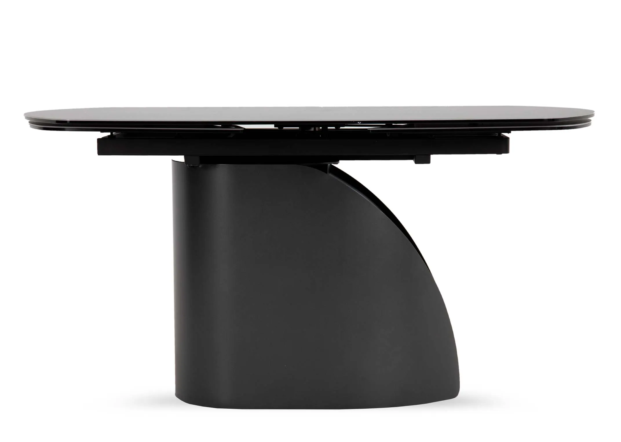 A dark grey ceramic dining table from EZ Livings Hamilton range. Side view
