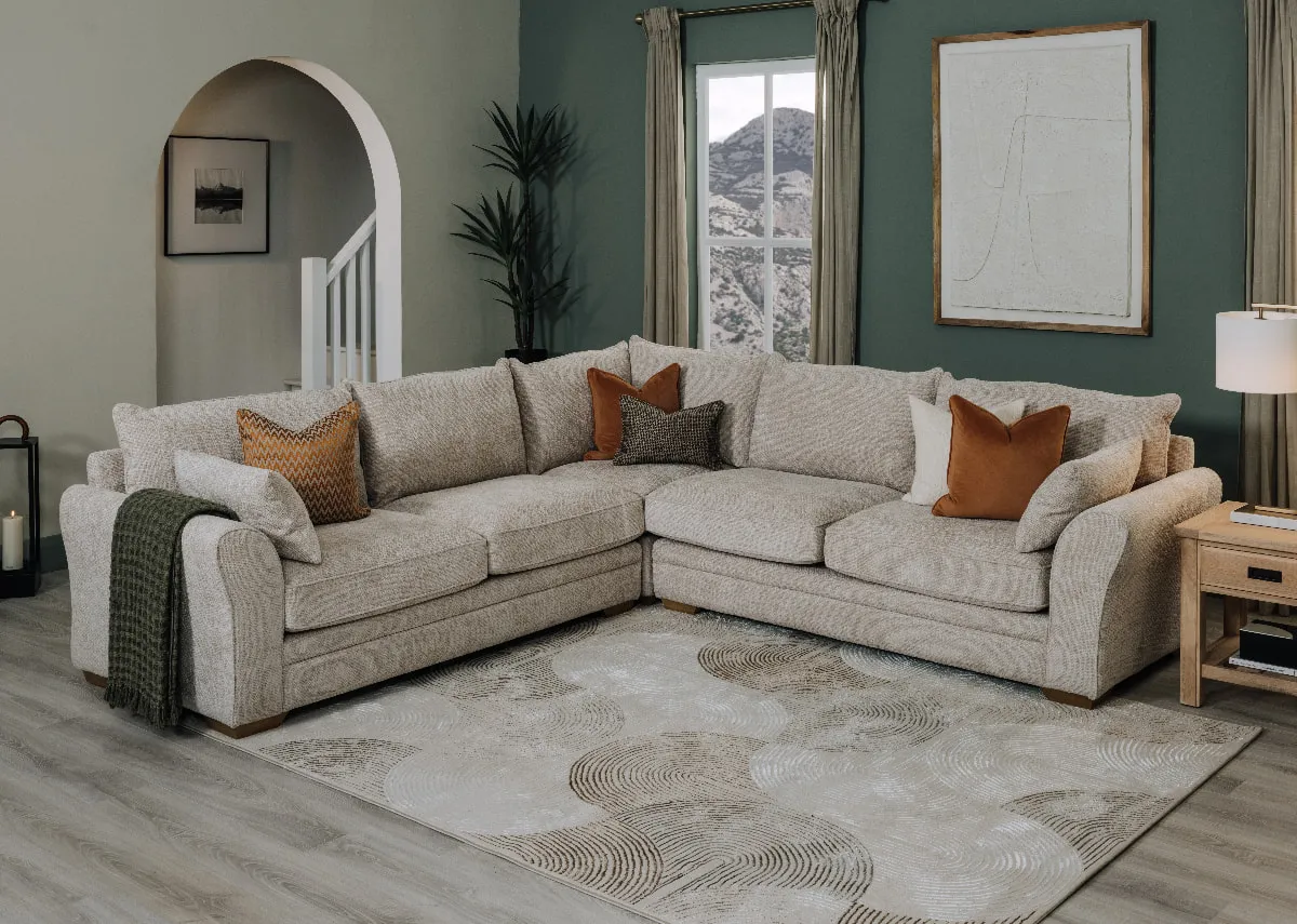 Beige Fabric Corner Sofa - Skyline