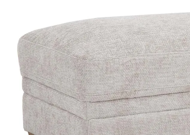 A large beige fabric rectangular footstool from EZ Livings Skyline range. Closeup of fabric finish