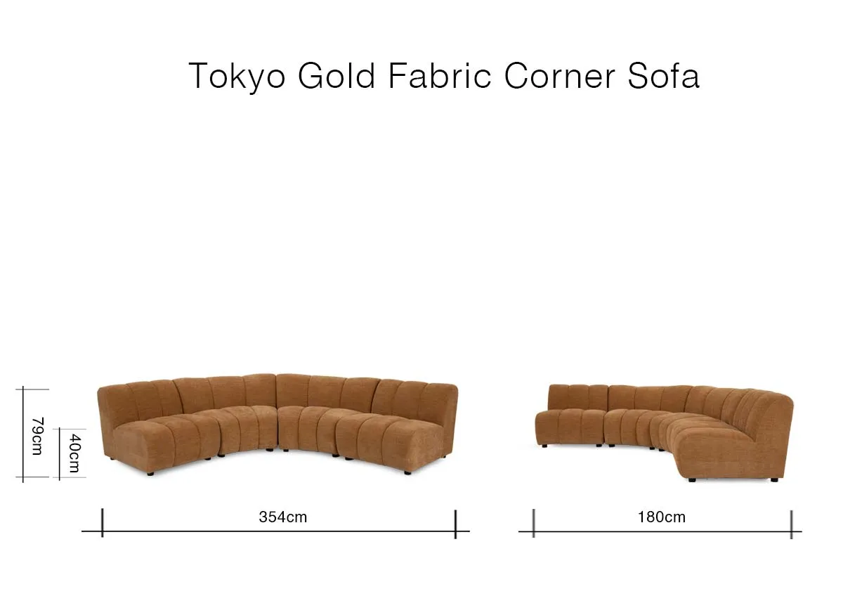 A dimension image of the Tokyo Corner Sofa with 354cm x 180cm x 79cm