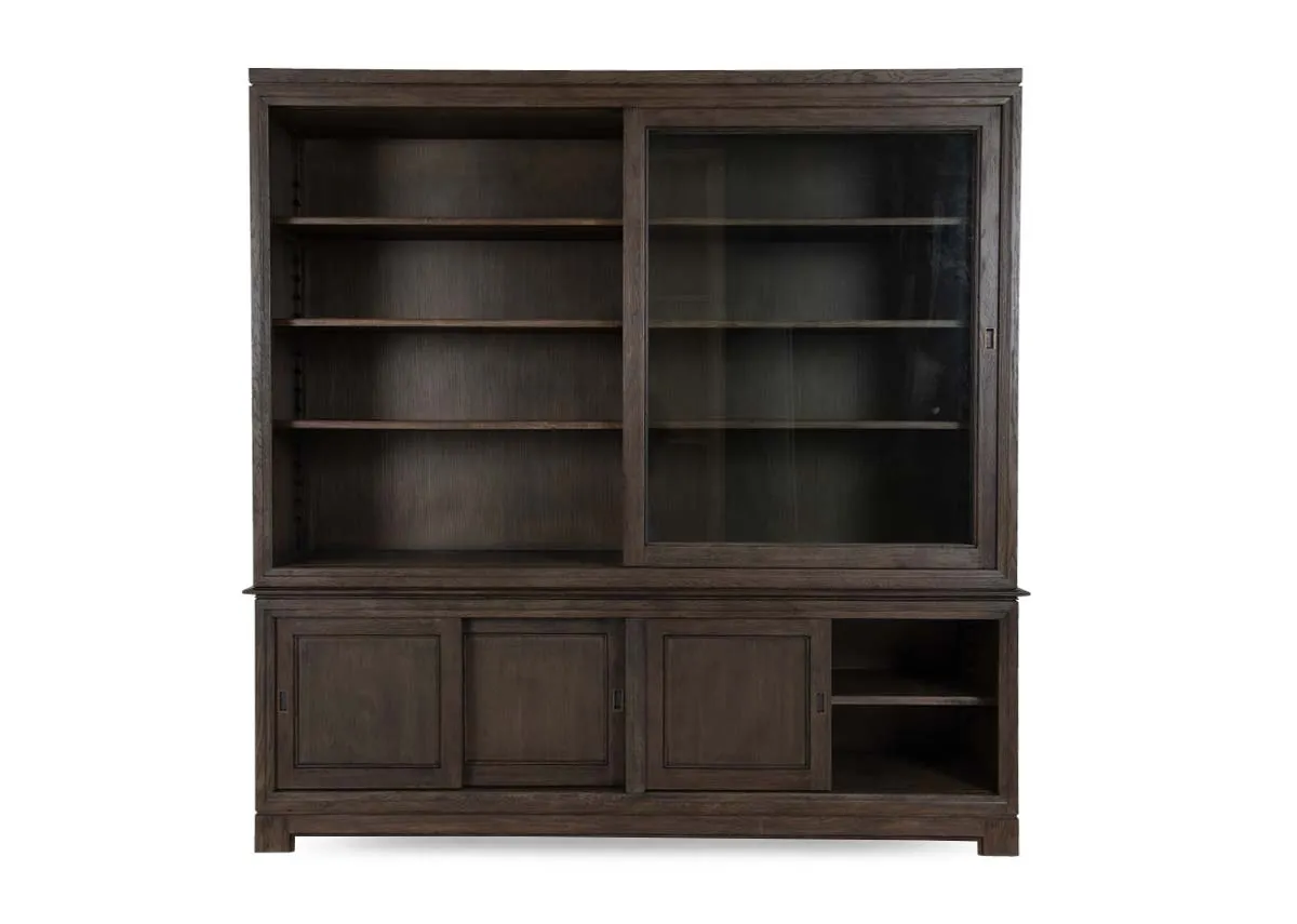 A dimension image of the Bellek Display Cabinet with 222cm x 56cm x 227cm