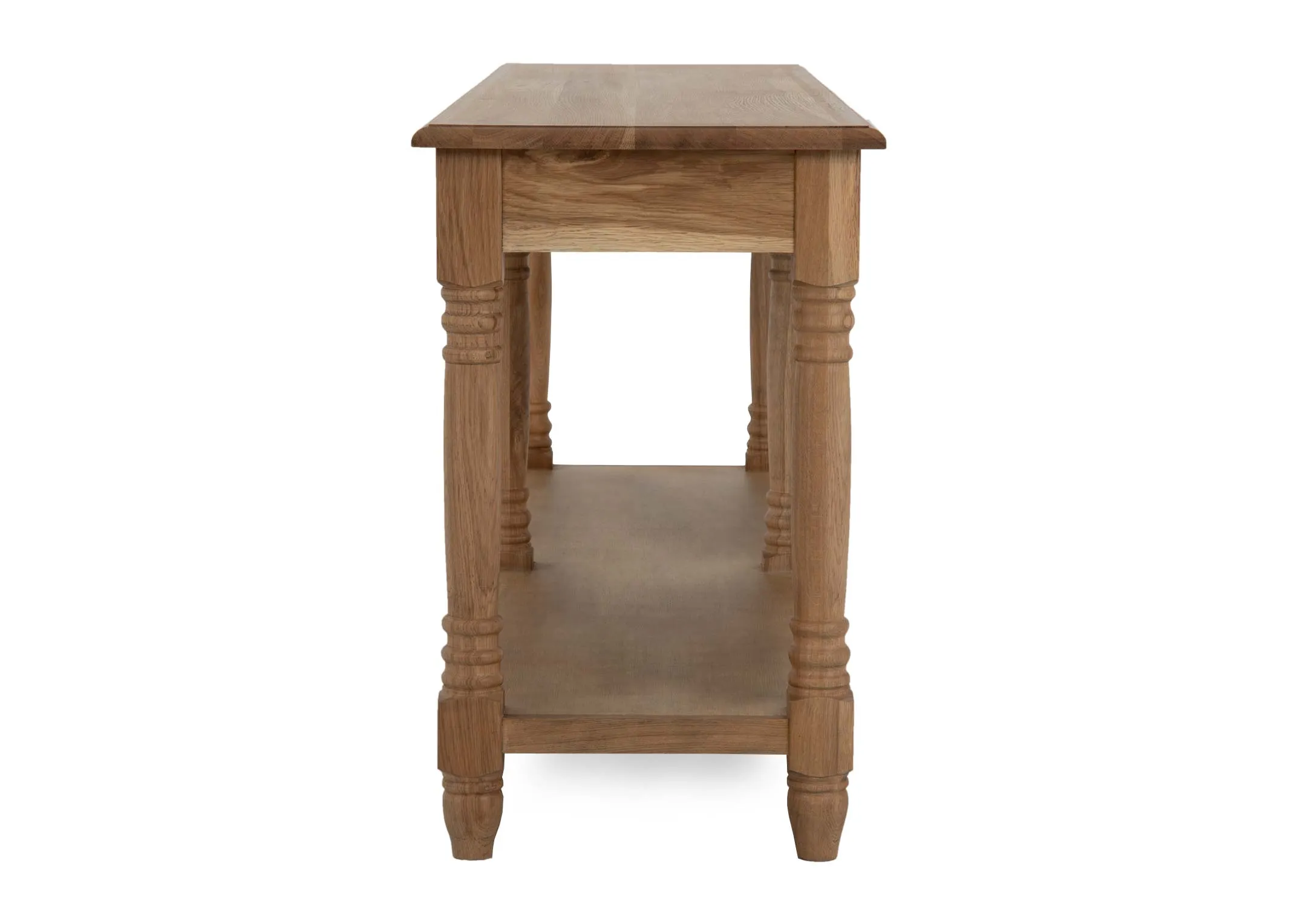 A long oak console table from EZ Livings Iona range. Side view