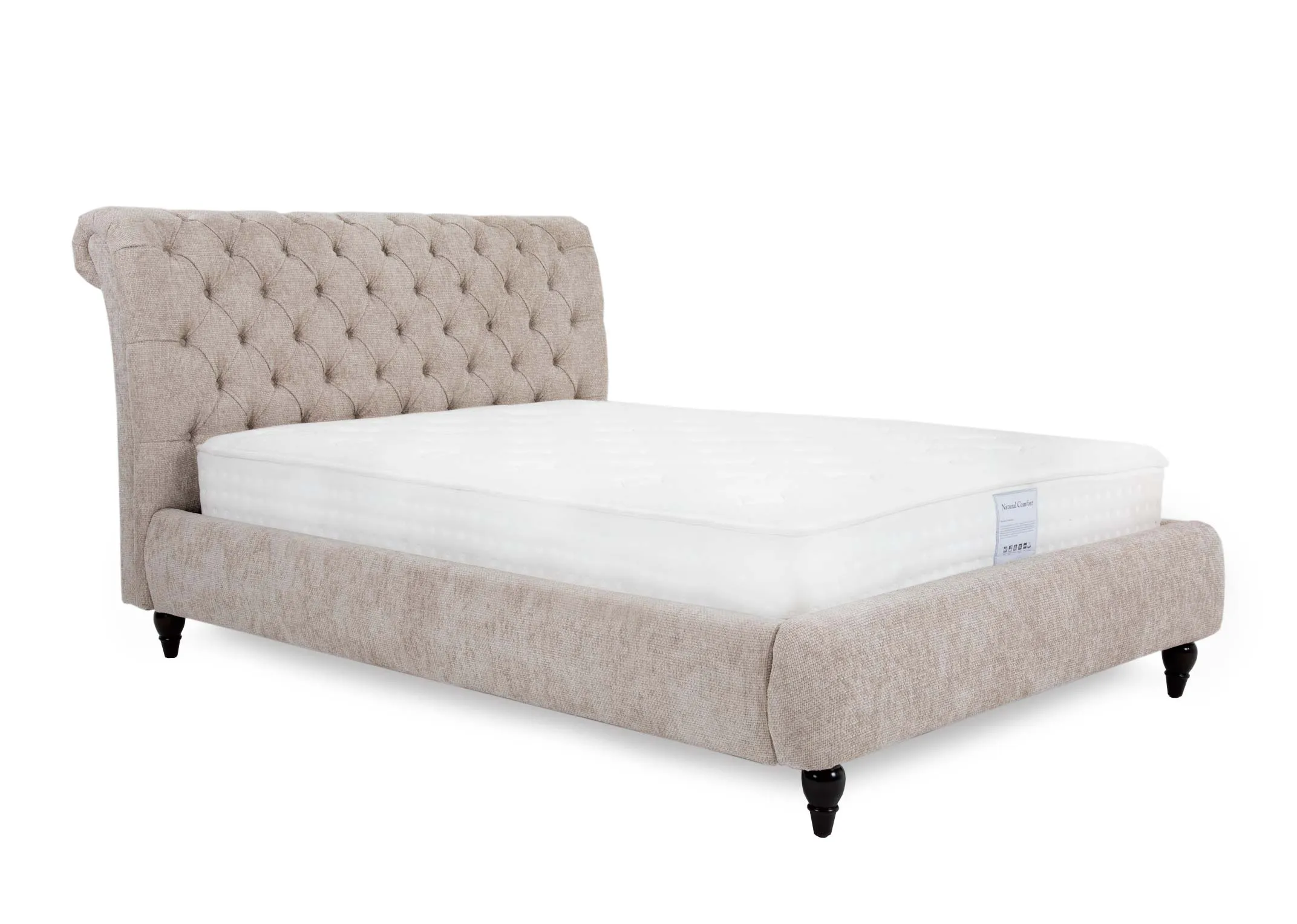 A dimension image of the Duchess 4ft6 Beige Bedframe with 159cm x 236.5cm x 119cm