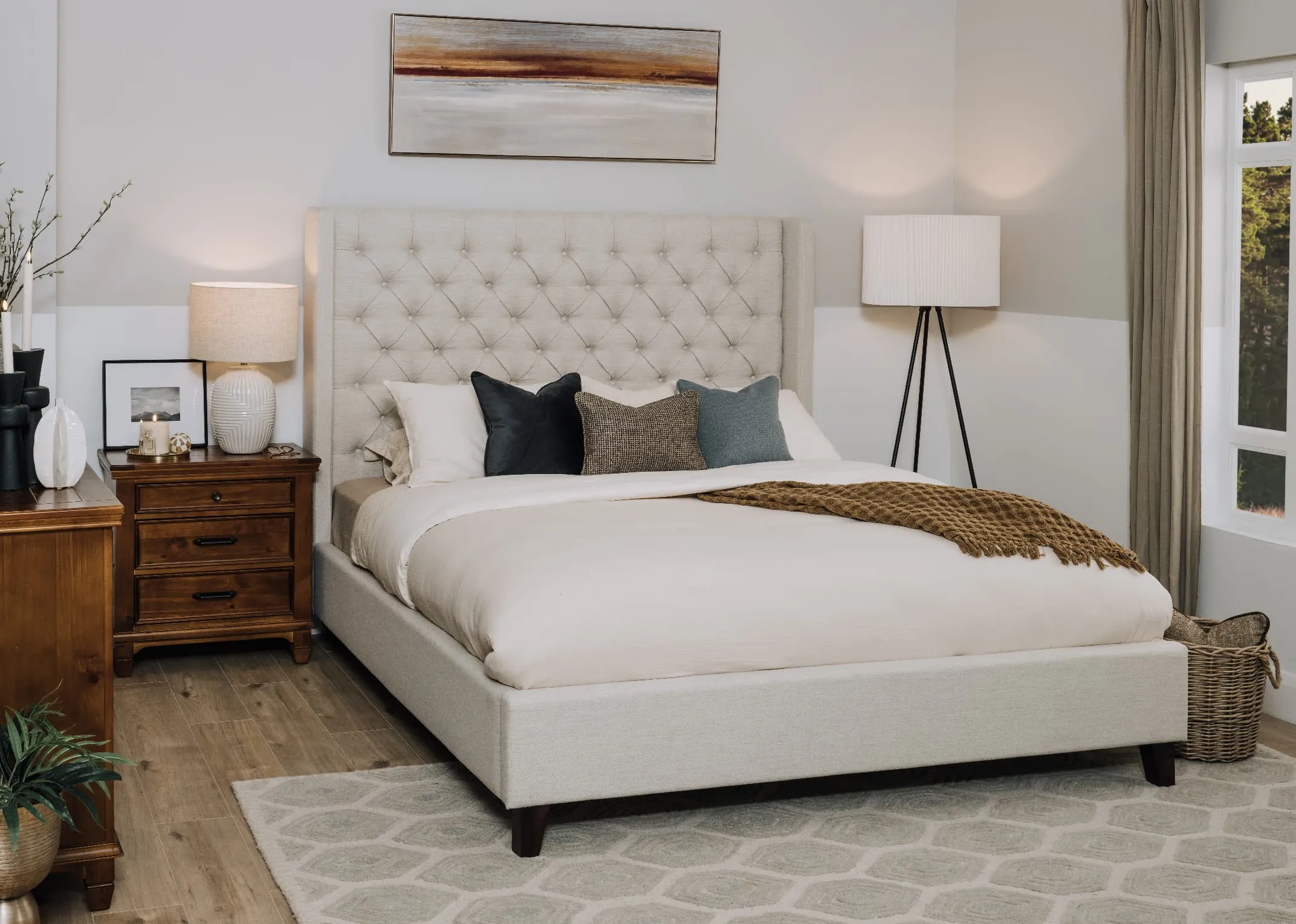 King Size (5ft) Cream Fabric Bed Frame - Enhance