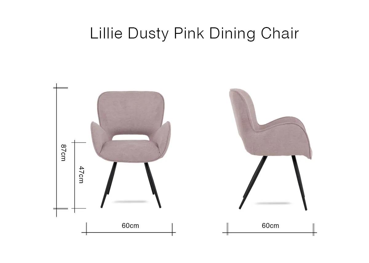 Light Pink Fabric Dining Chair - Lillie