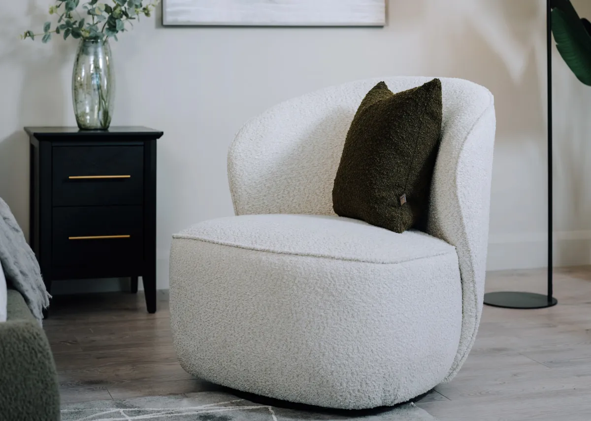 Cream Fabric Swivel Chair - Zurich