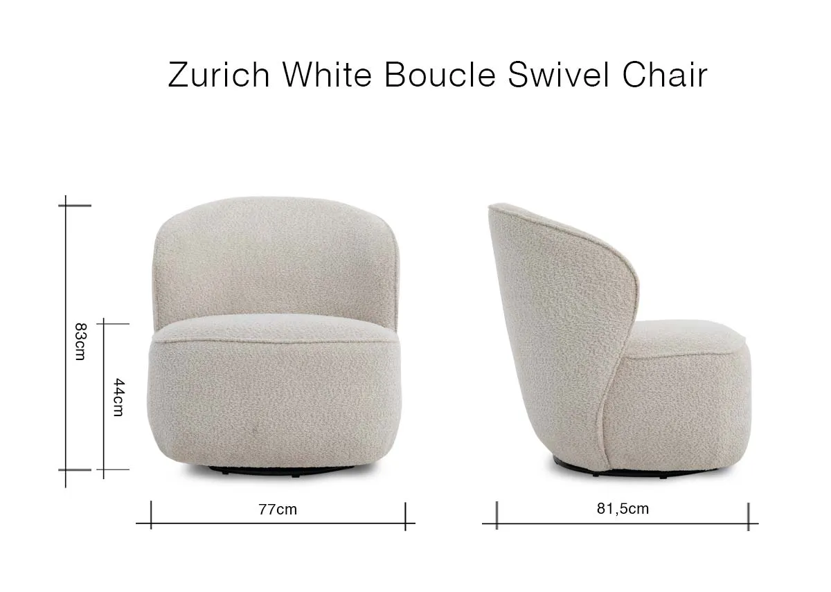 A dimension image of the Zurich Swivel with 77cm x 81cm x 83cm H