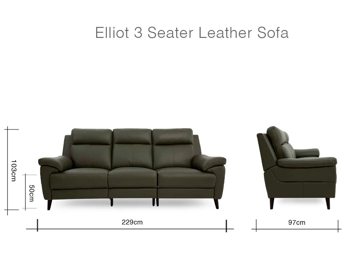 A dimension image of the Elliot 3 seater sofa with 229cm x 103cm