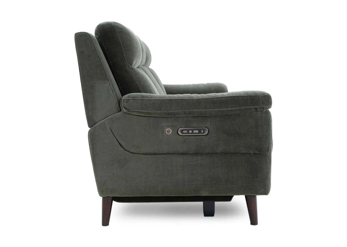 A dimension image of the Elliot 3 SEater Green fabric sofa with 229cm x 97cm x 103cm
