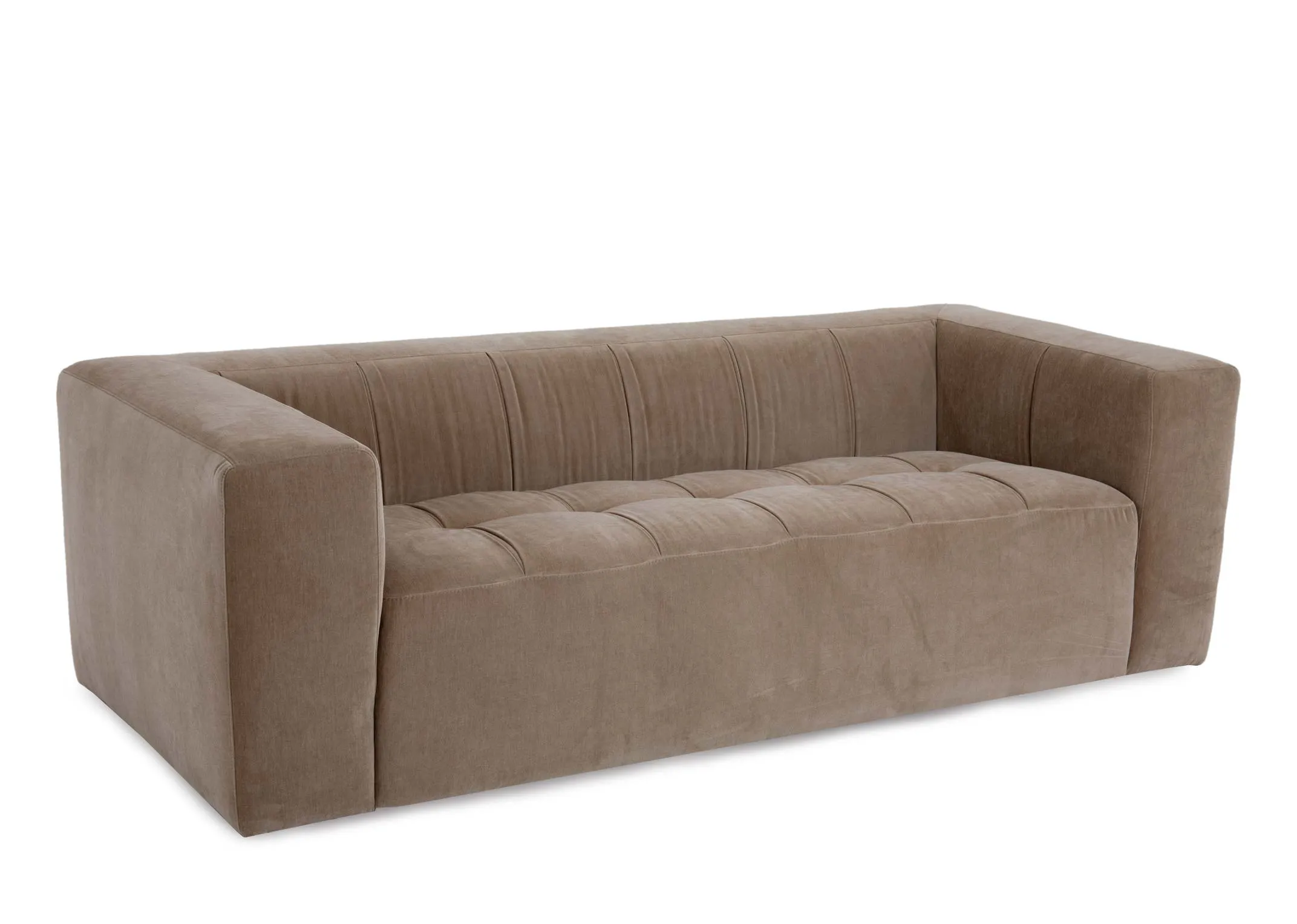 3 Seater Taupe Velvet Sofa - Hamilton