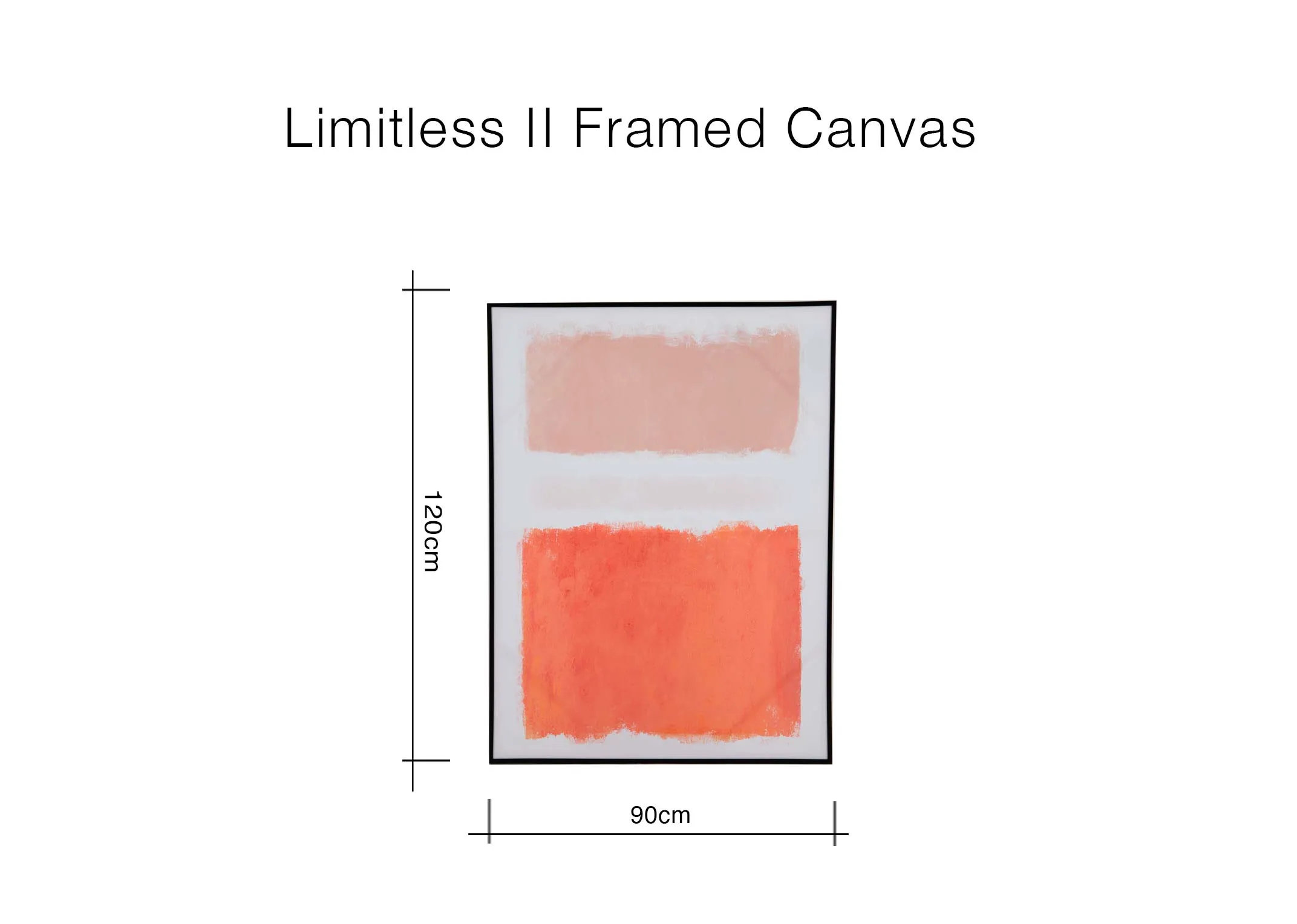 A dimension image of the Limitless Canvas with 90cm x 120cm