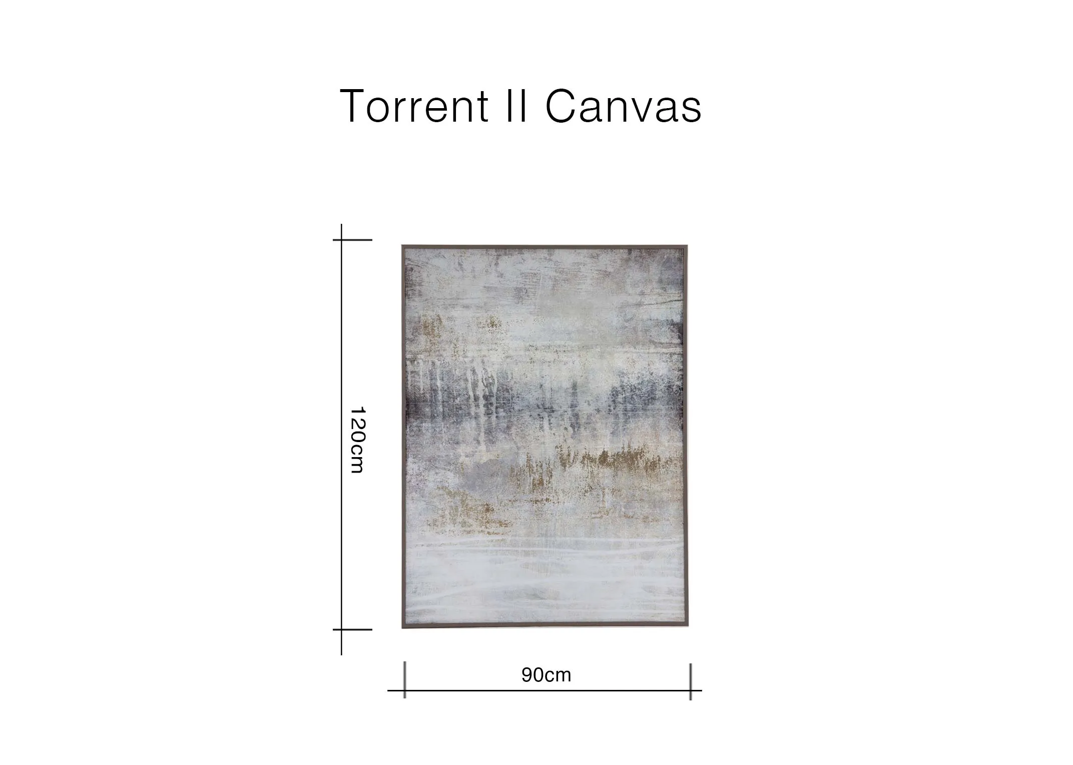 A dimension image of the Torrent Canvas with 90cm x 120cm