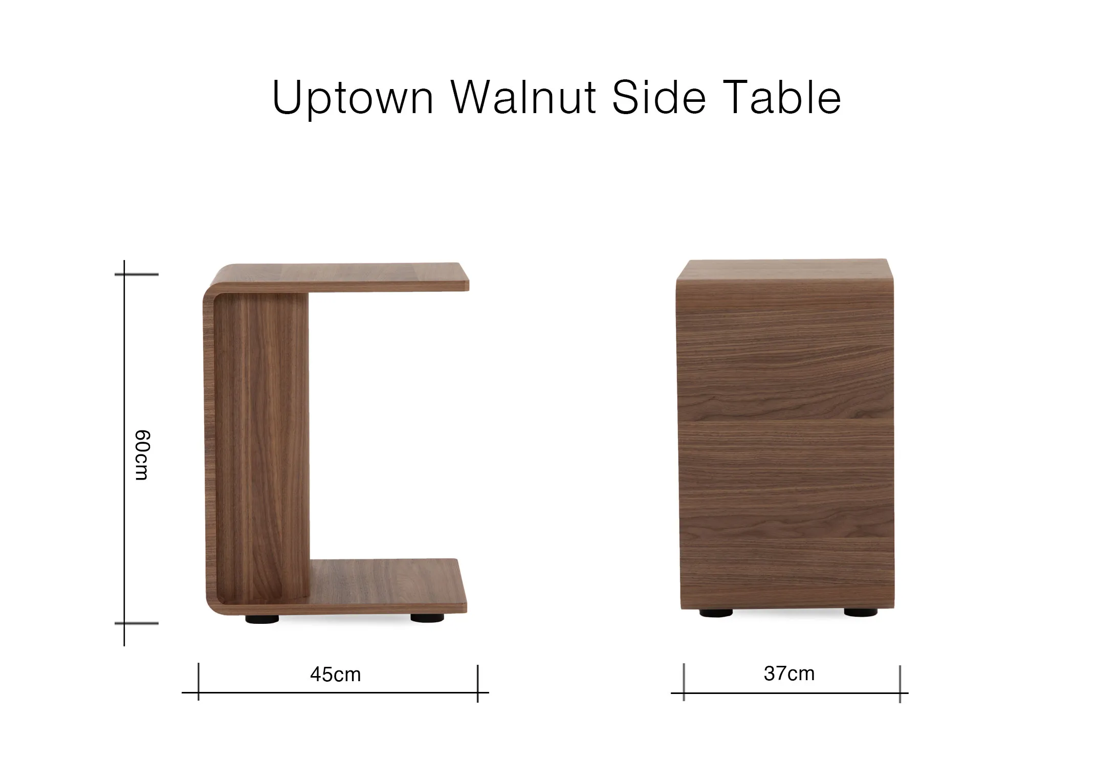 A lifestyle image of the Uptoen side table over the armrest of the Pippa cream sofa range.