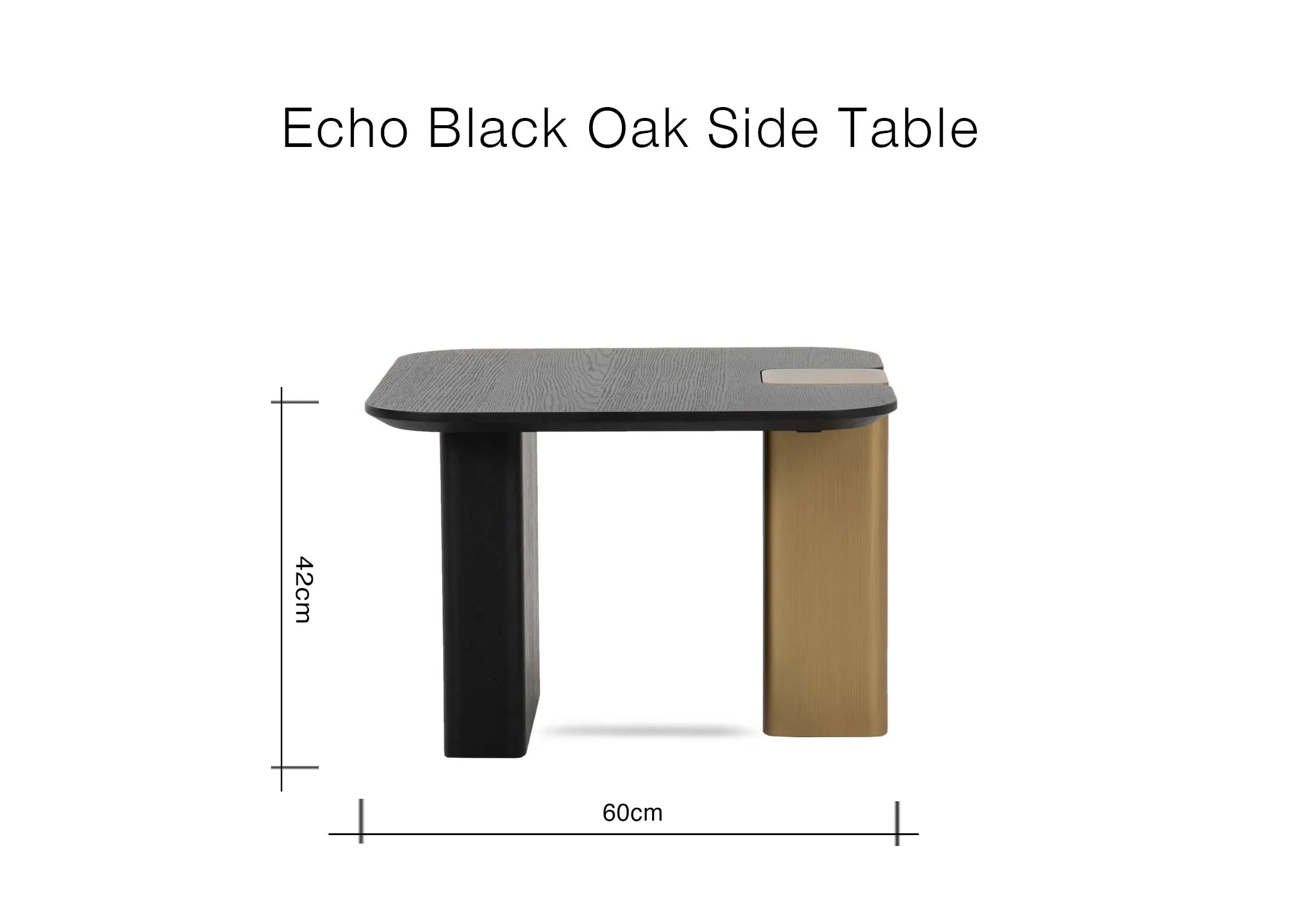 A dimension image of the Echo Side Table with 60cm x 42cm