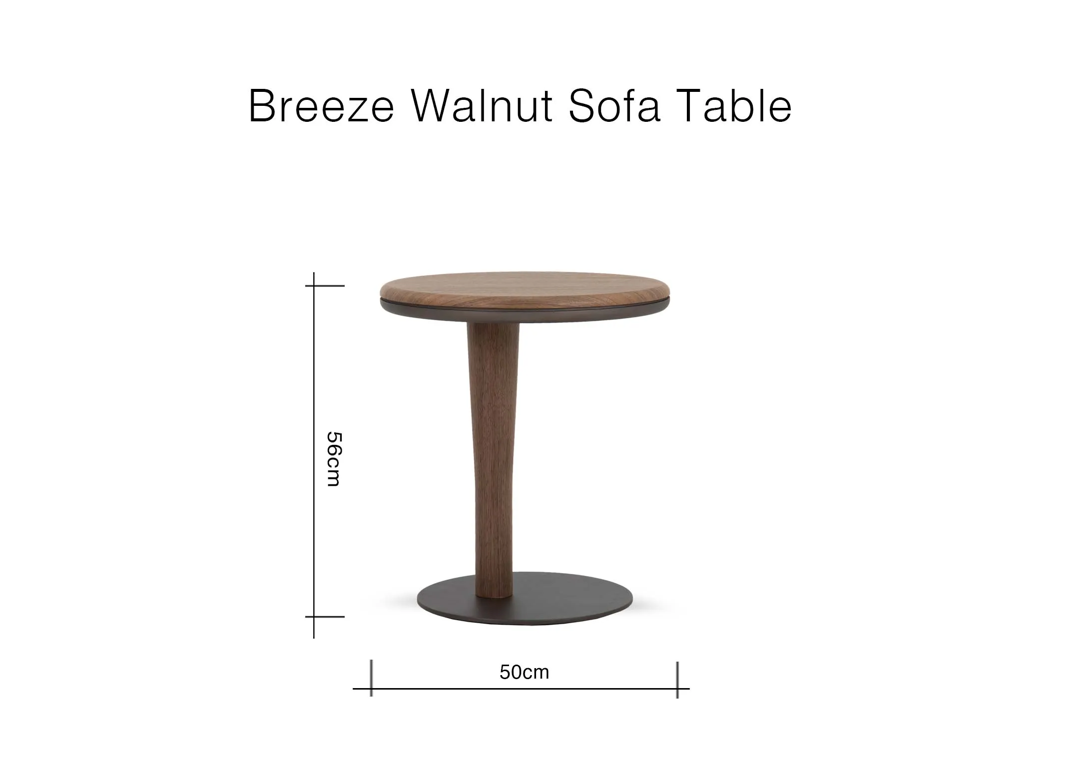 A dimension image of the Breeze Sofa Table with 50cm x 56cm